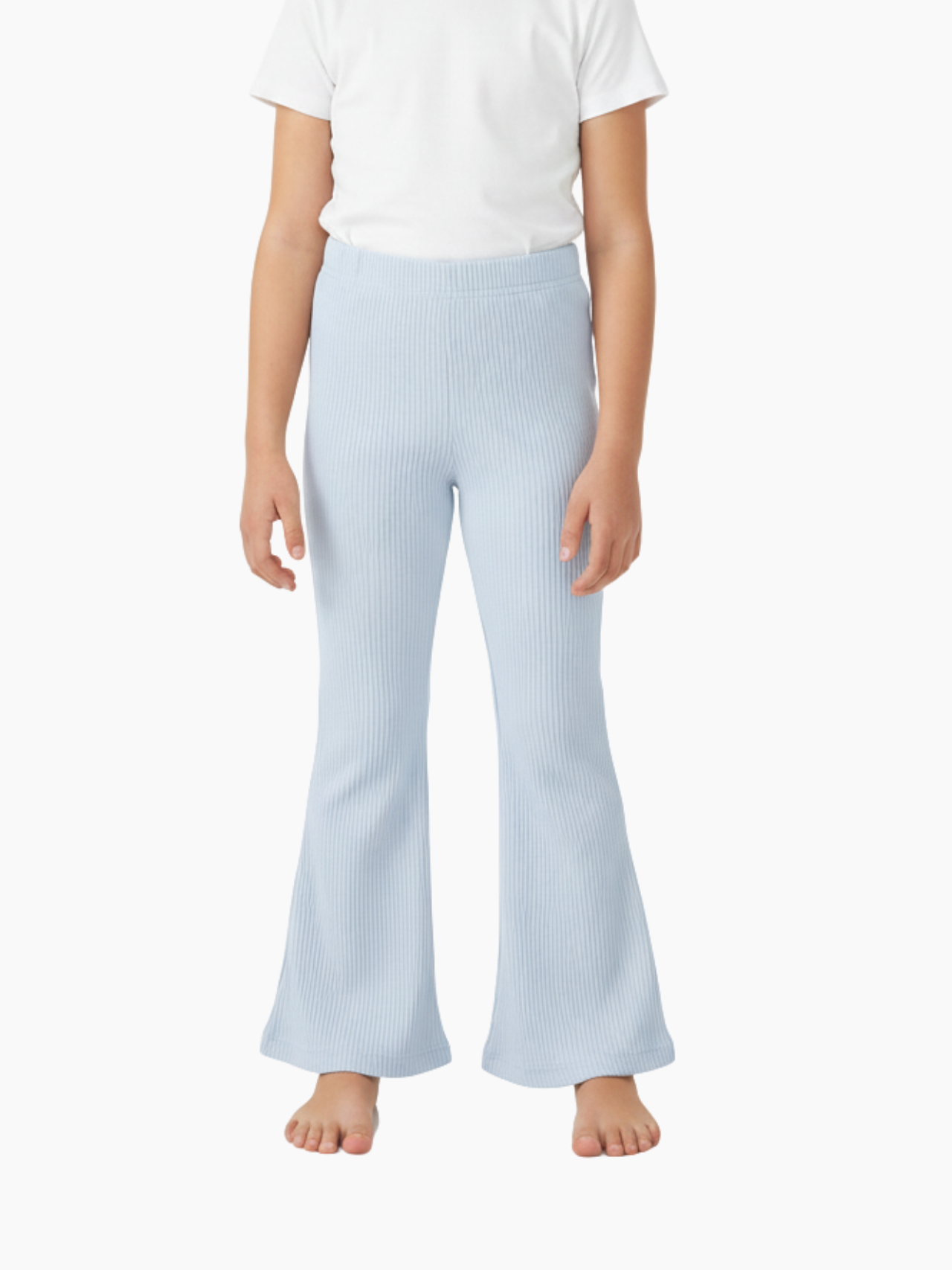 Girls Light Blue Ribbed Flare Leggings (3yrs-12yrs)