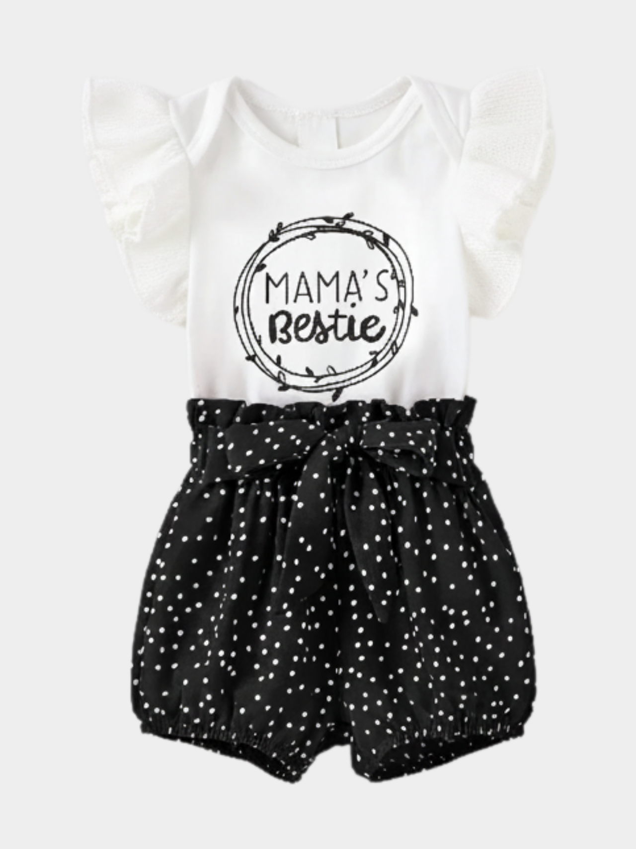 Baby Mama's Bestie Flutter Sleeve & Polka Dot Set
