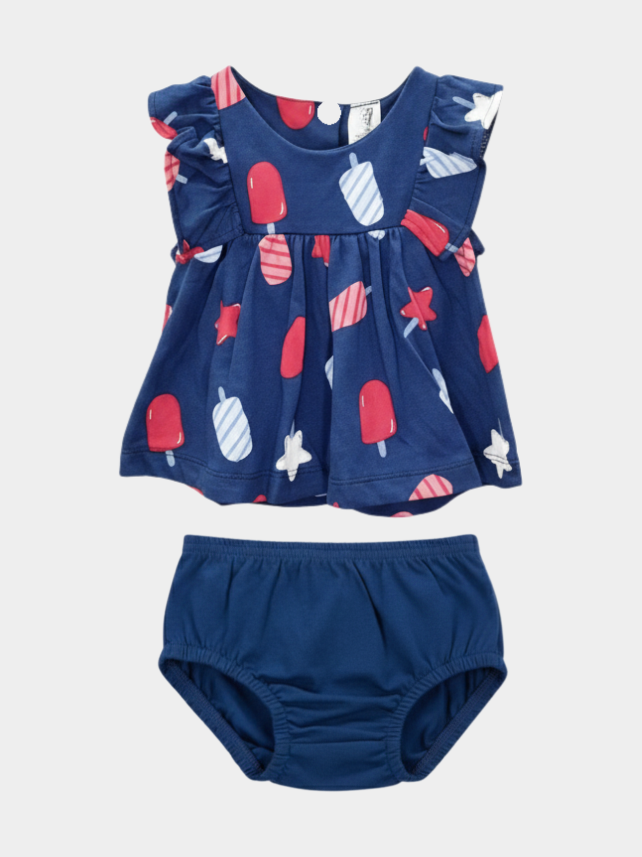 Baby Popsicle Print Flutter Sleeve Top and Bloomer Set