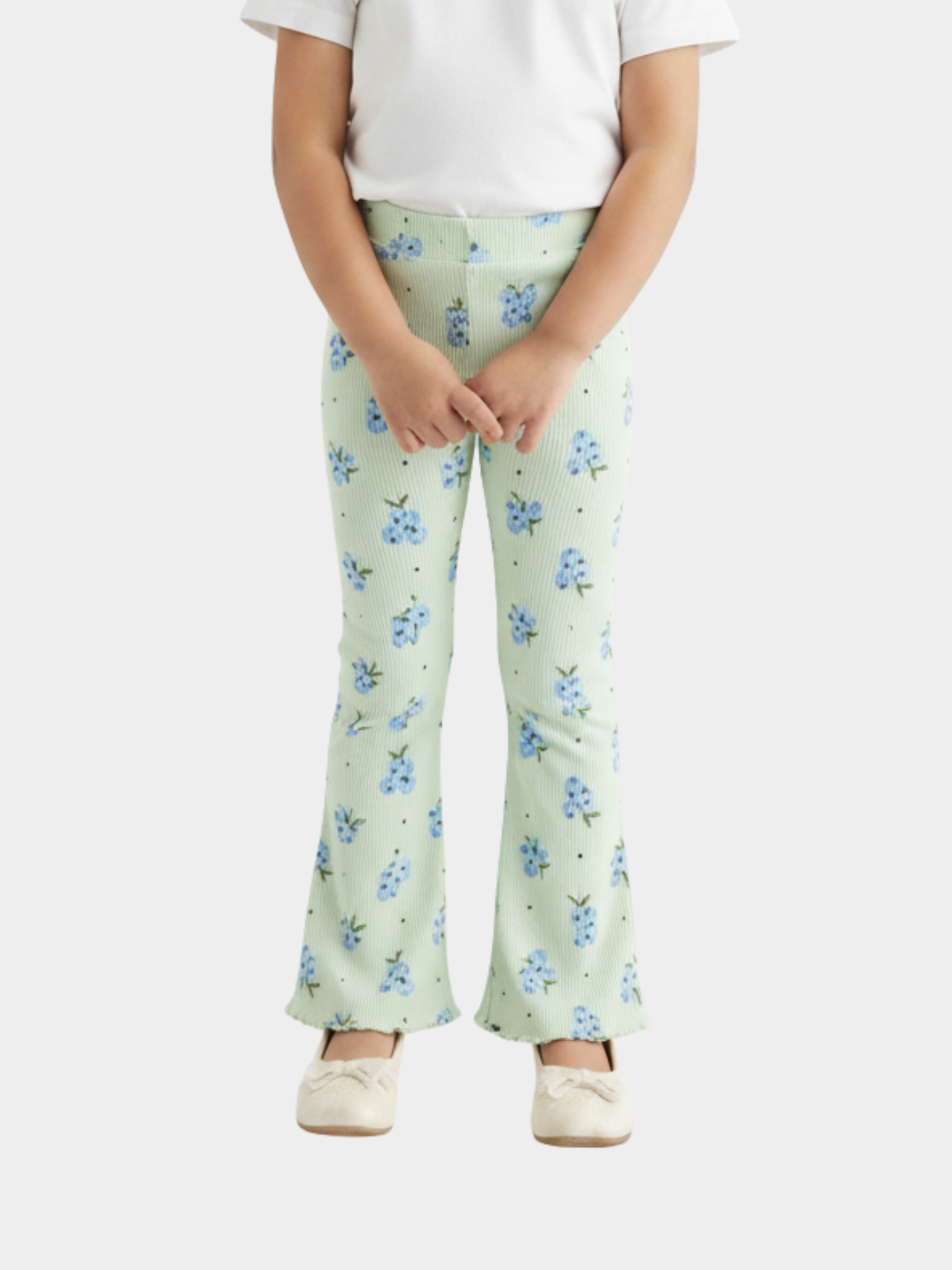 Kids Light Green Tree Printed Flared Pant (3yrs-12yrs)