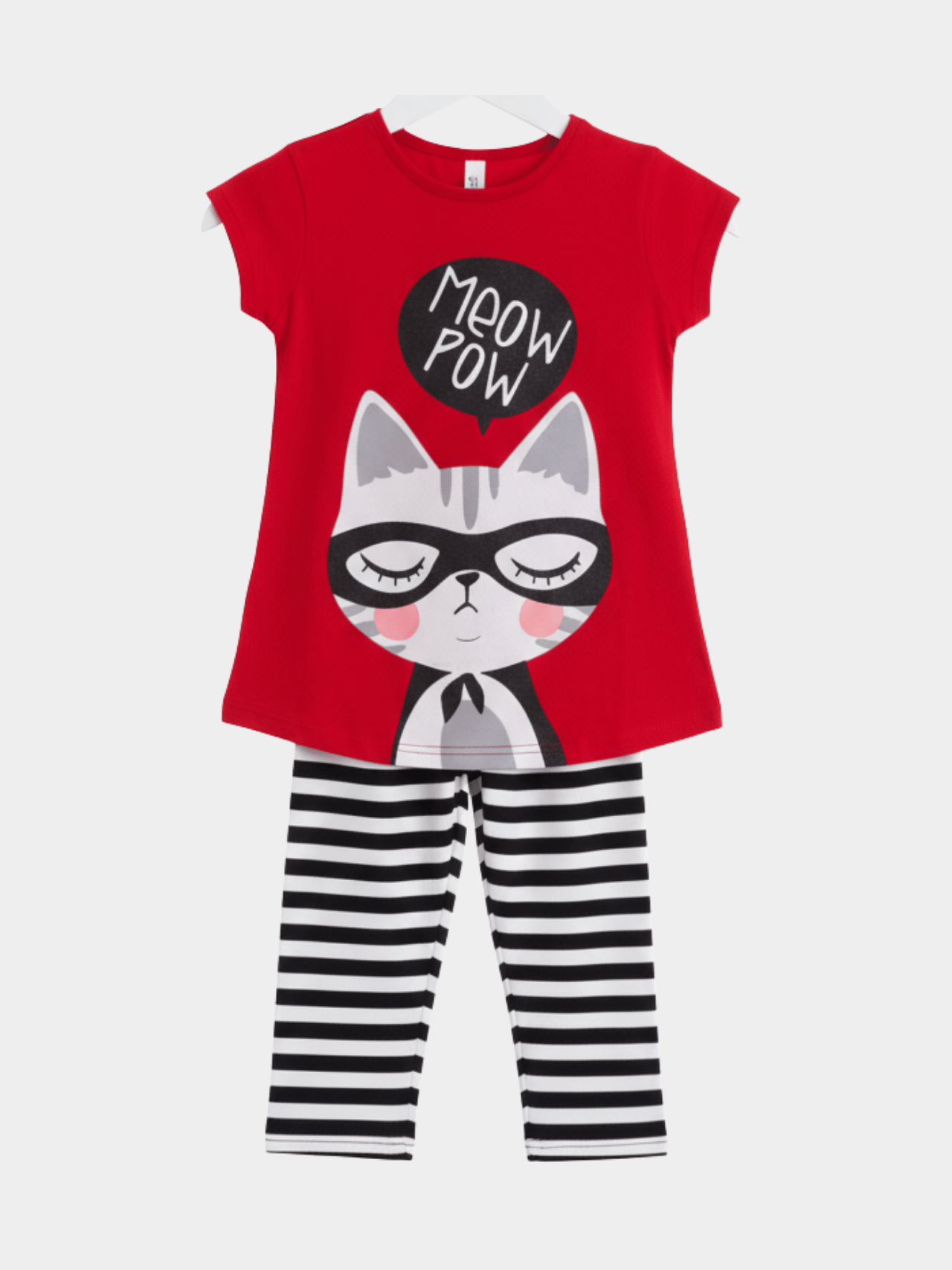 2pcs Meow Pow T-shirt Set For Kid Girl (6mths - 6yrs)