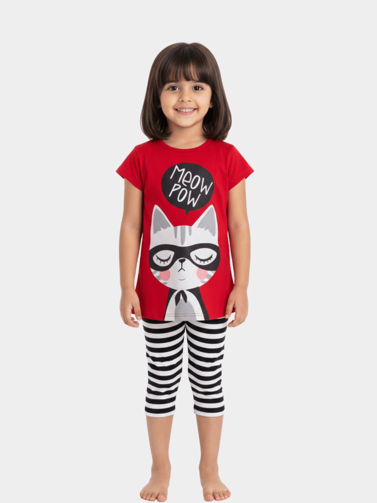 2pcs Meow Pow T-shirt Set For Kid Girl (6mths - 6yrs)