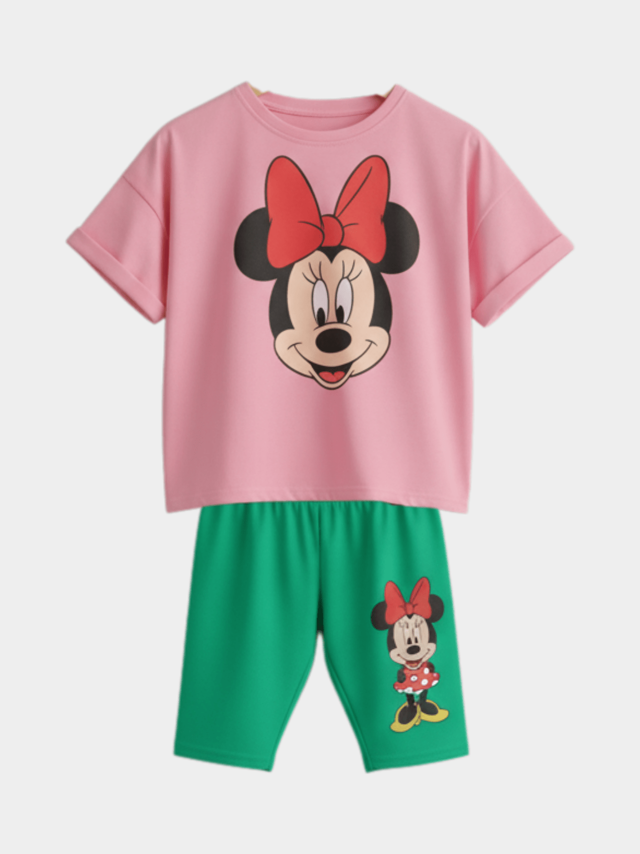 2pcs Minnie Mouse Drop Shoulder T-shirt Set For Kid Girl (6mths - 6yrs)