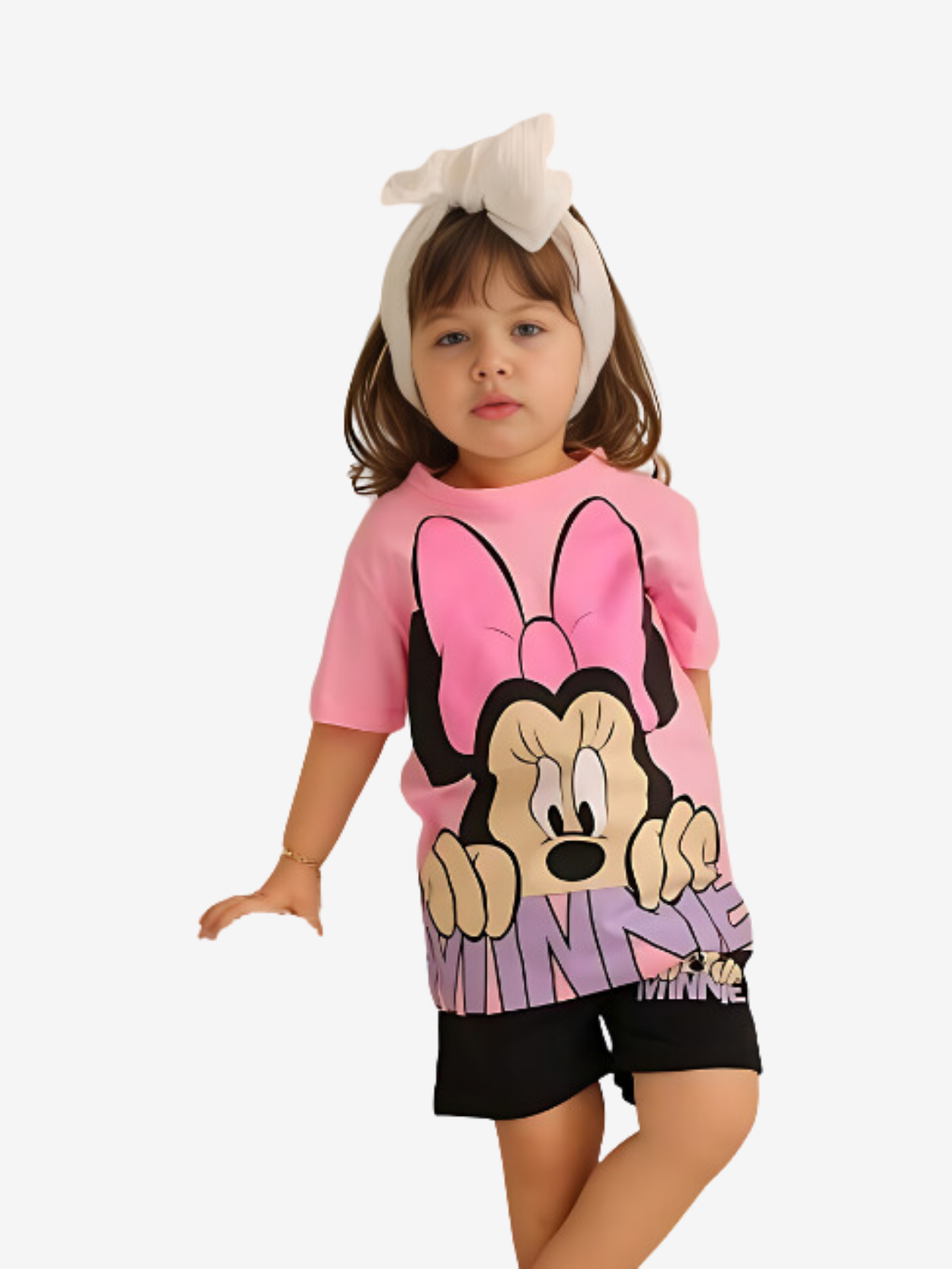 2pcs Minnie Mouse Drop Shoulder T-shirt Set For Kid Girl (6mths-6yrs)