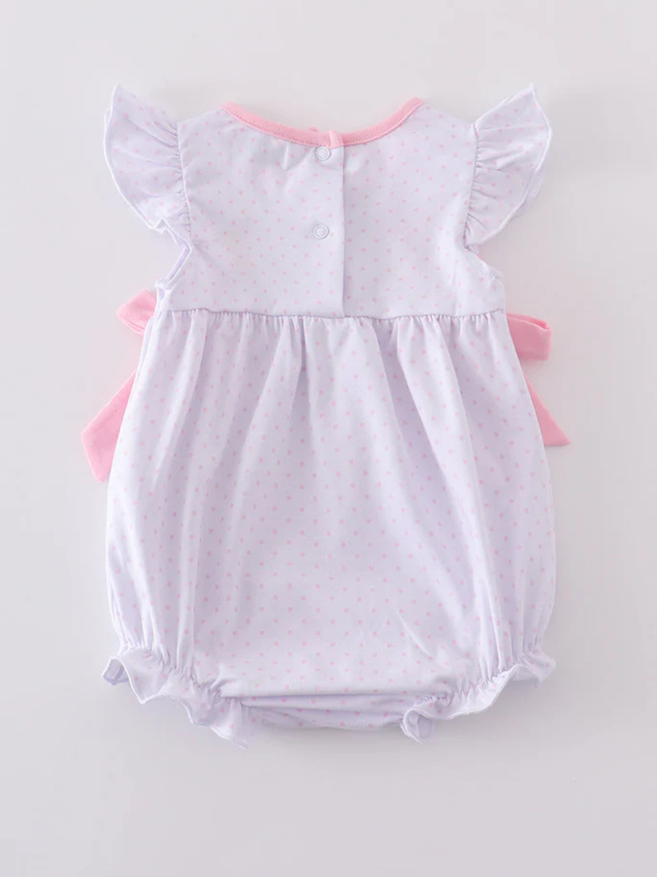 Baby Polka Dot Bunny Smocked Bubble Romper