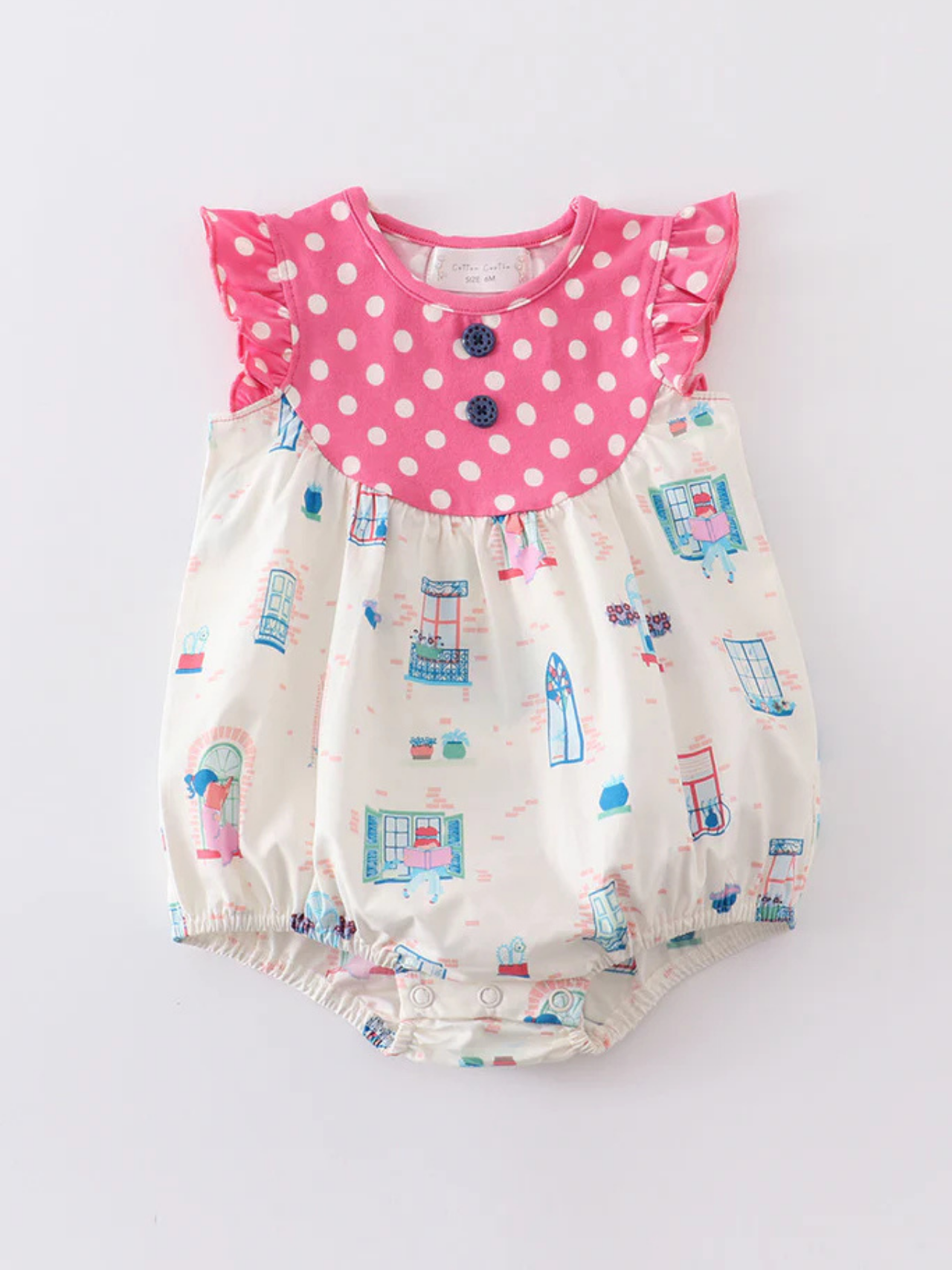 Baby Polka Dot and City Scene Bubble Romper