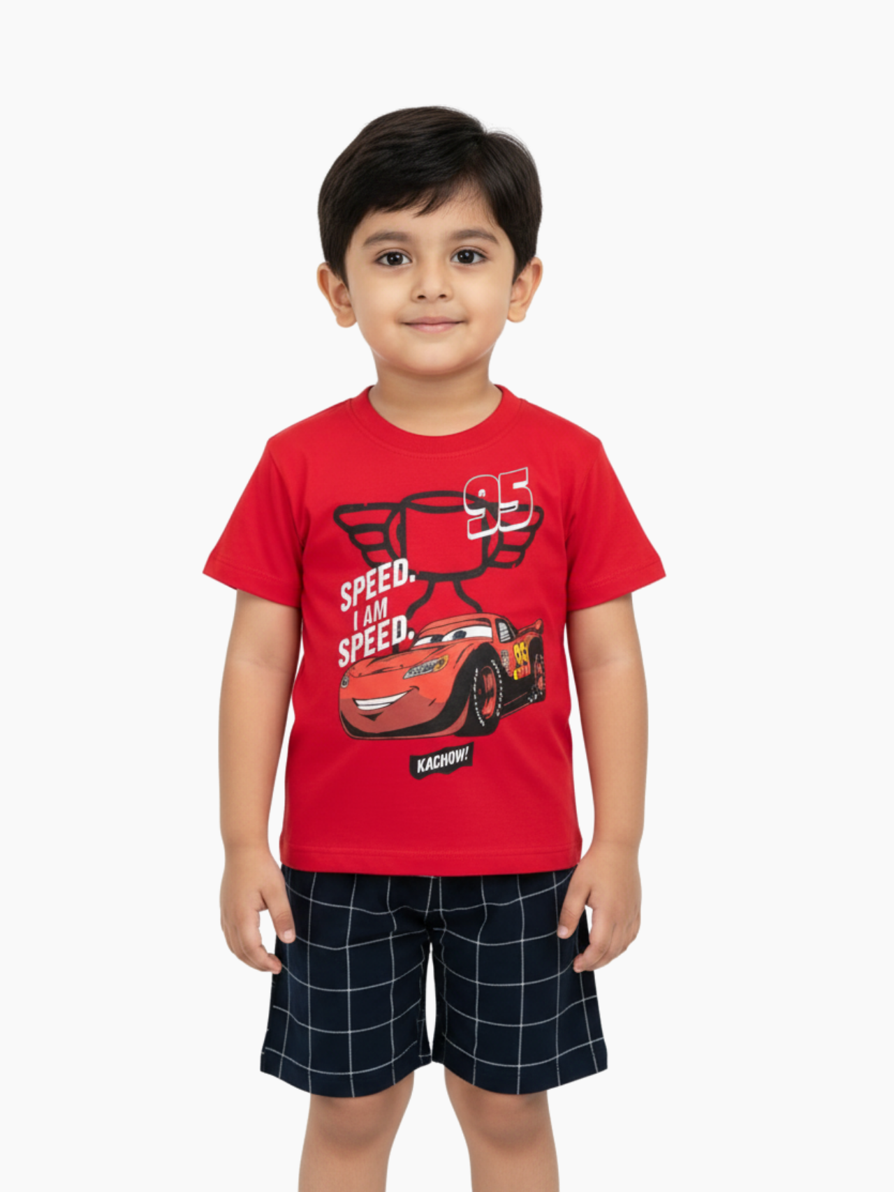 Kids 2pcs Red Car T-shirt & Shorts Set