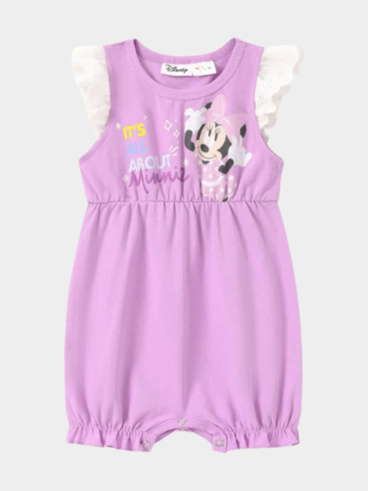Baby Minnie Mouse Lavender Flutter Sleeve Bubble Romper