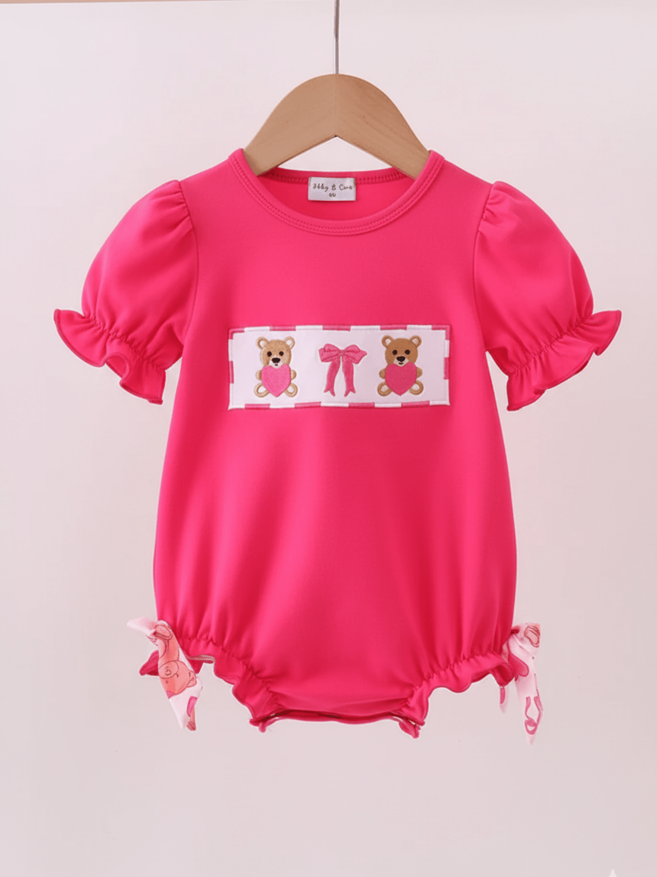 Baby Girls' Pink Teddy Bear Smocked Romper