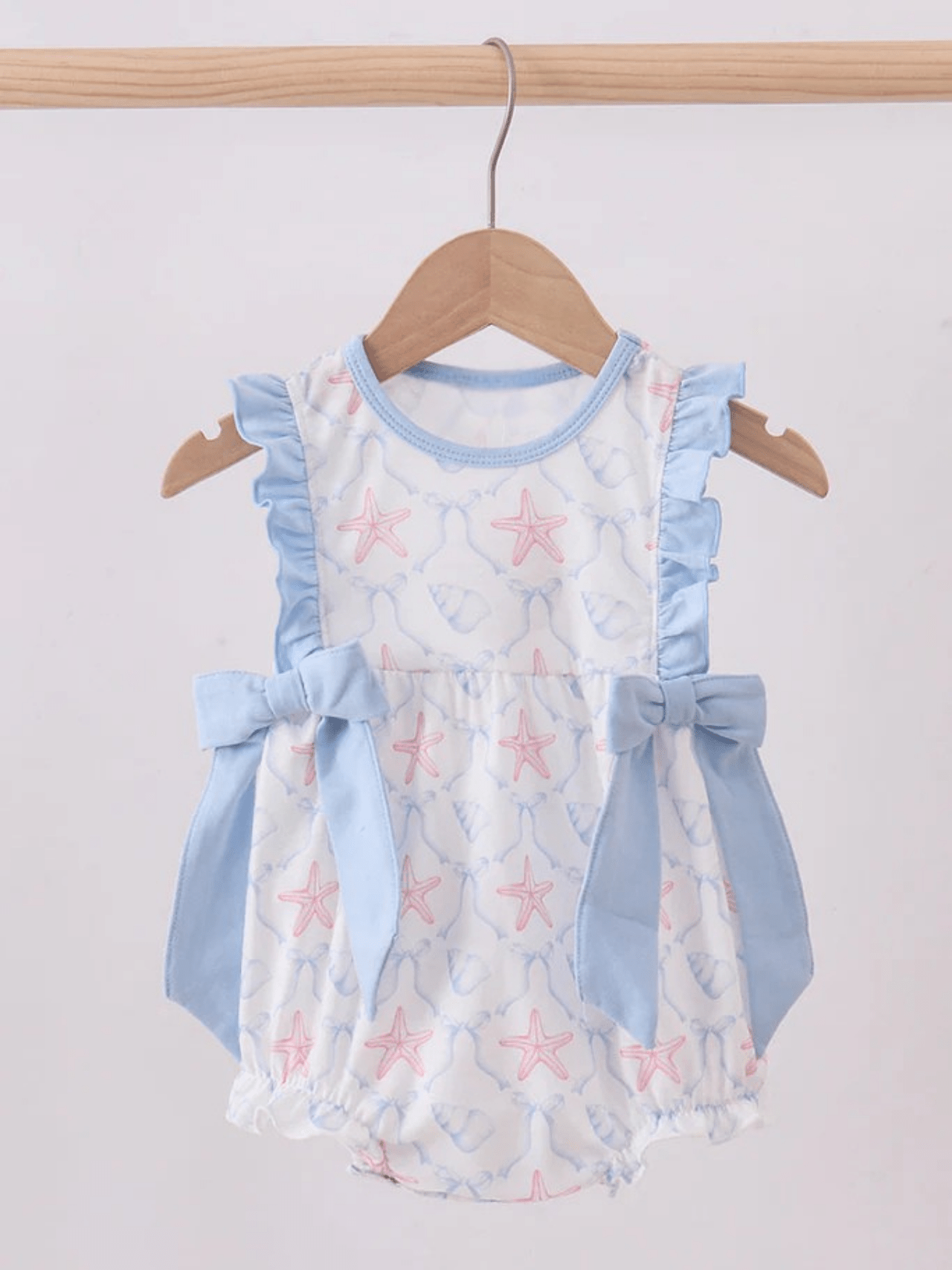 Baby Girls' Starfish and Seashell Smocked Bubble Romper