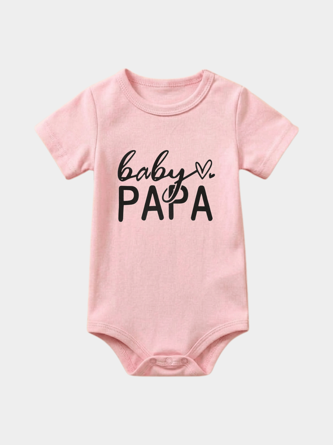 "Baby Papa" Heart Graphic Bodysuit – Pastel Pink