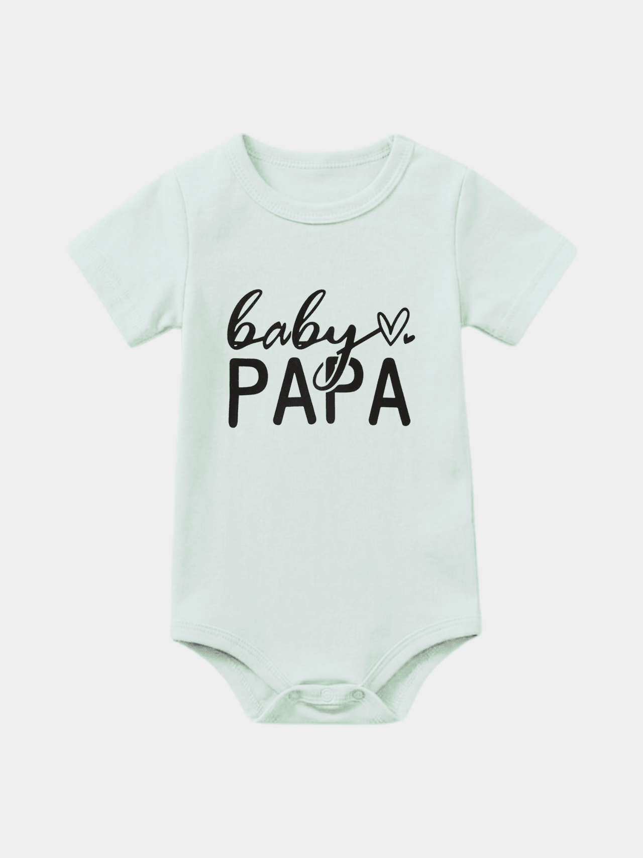 "Baby Papa" Heart Graphic Bodysuit – Soft Mint Green