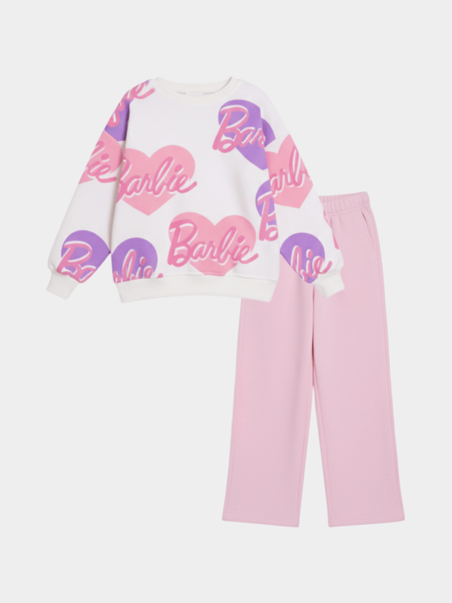 Girls' Barbie Logo Heart Print Sweatshirt & Pink Trousers 2 - Piece Set