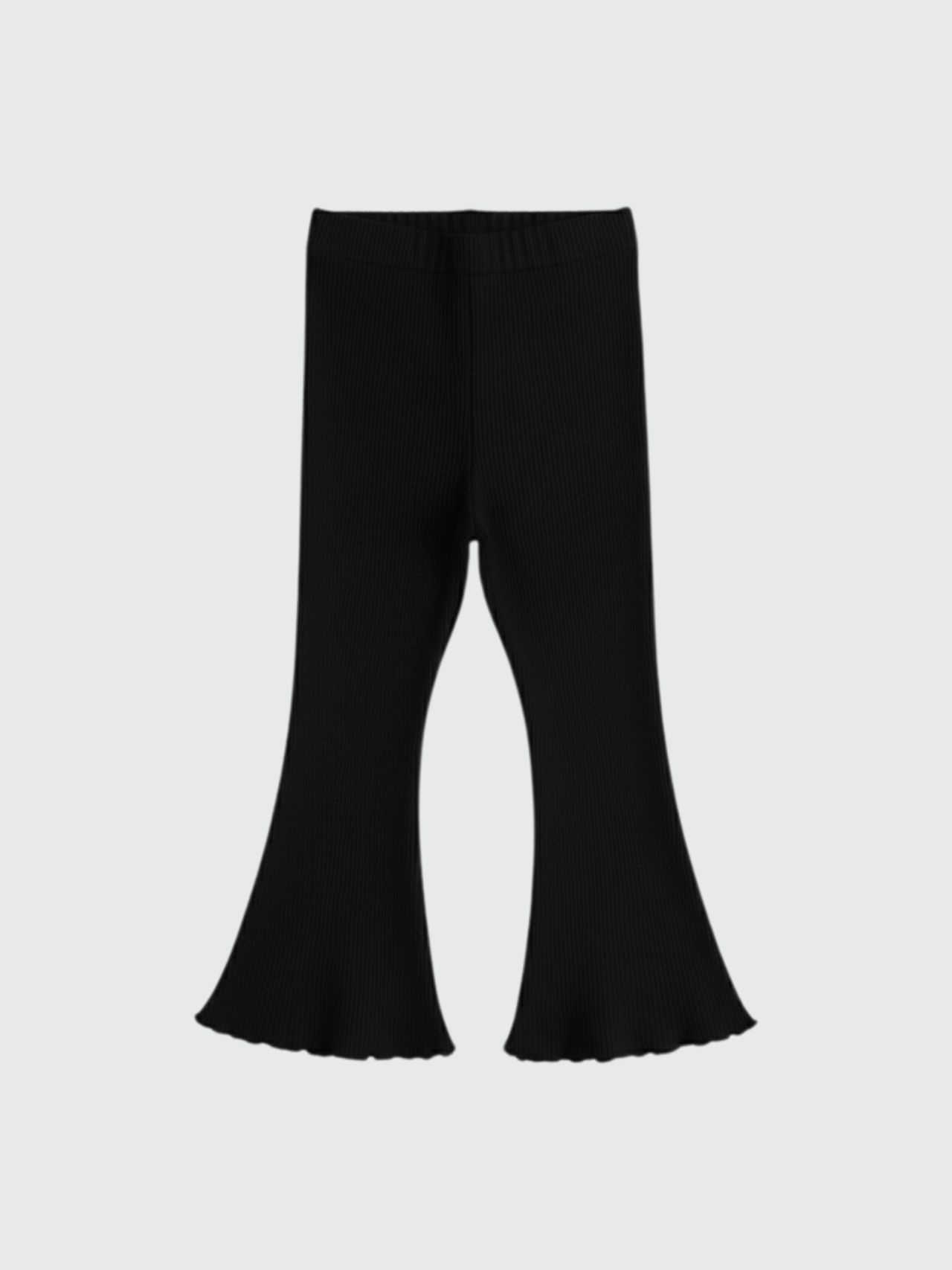 Girls Black Ribbed Flared Leggings
