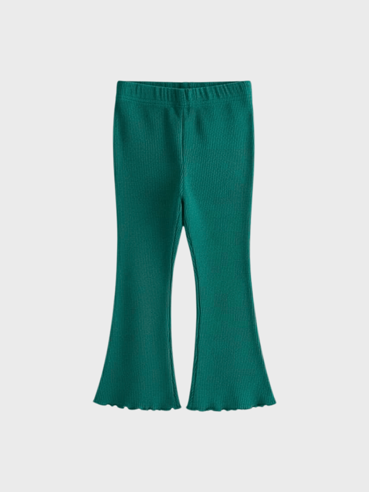 Girls Emerald Green Ribbed Flared Leggings