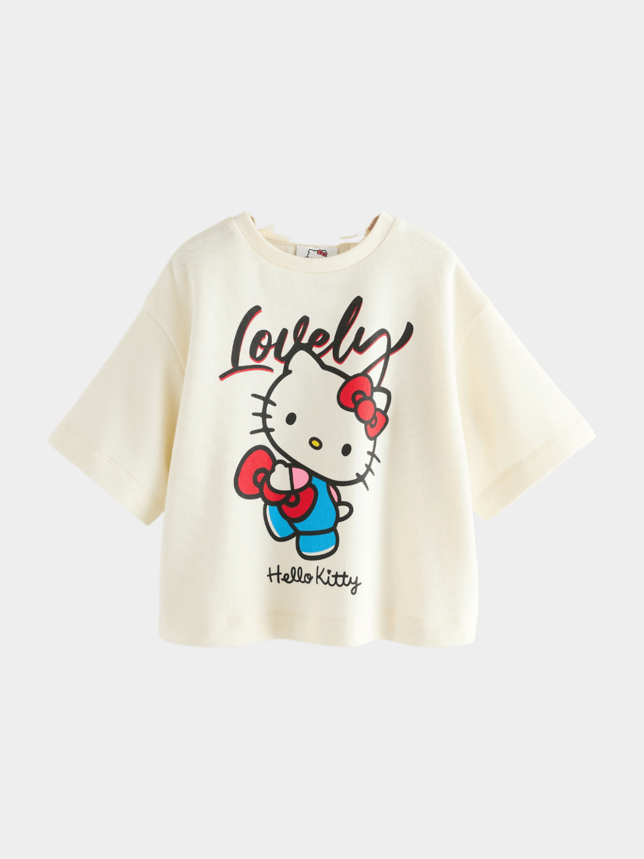 Girls' Hello Kitty "Lovely" Graphic T-Shirt | Cream Oversized Sanrio Tee