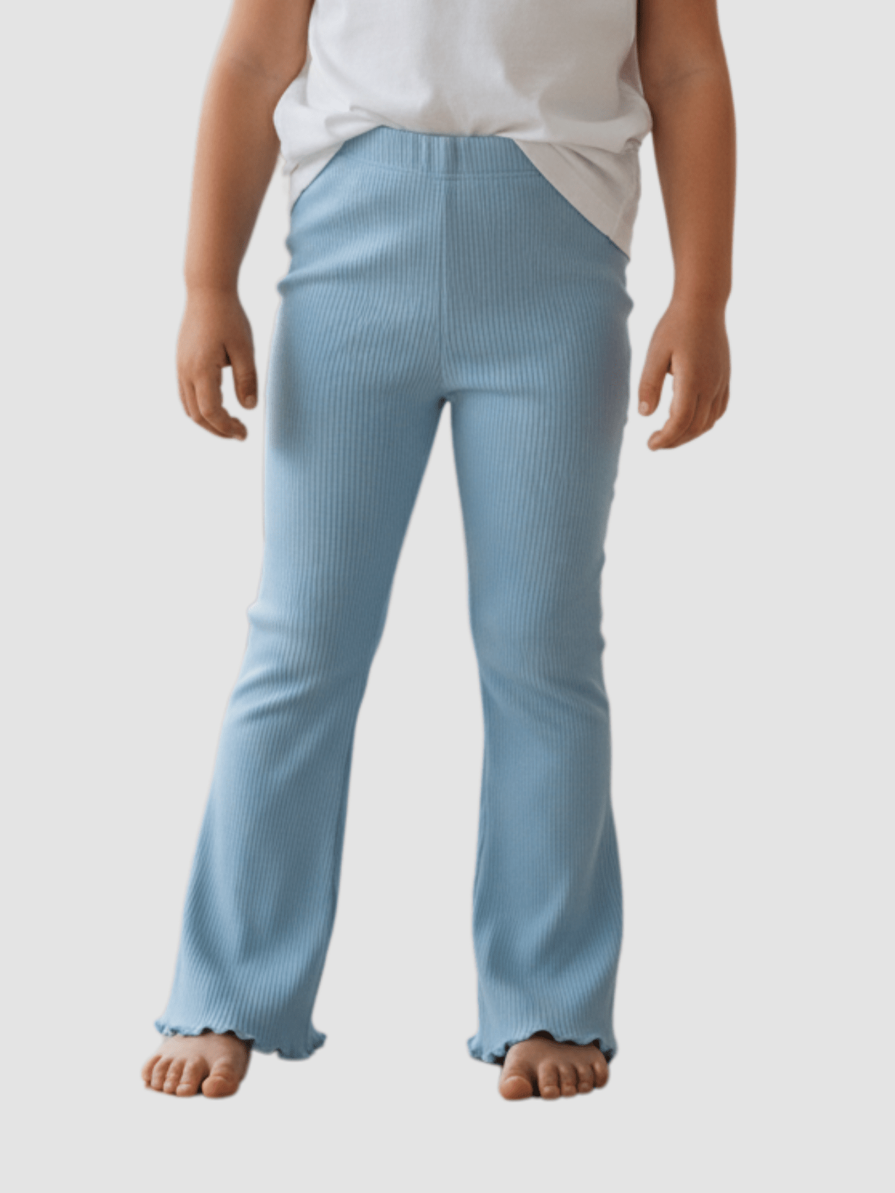 Girls' Sea Light Blue Ribbed Flare Pants