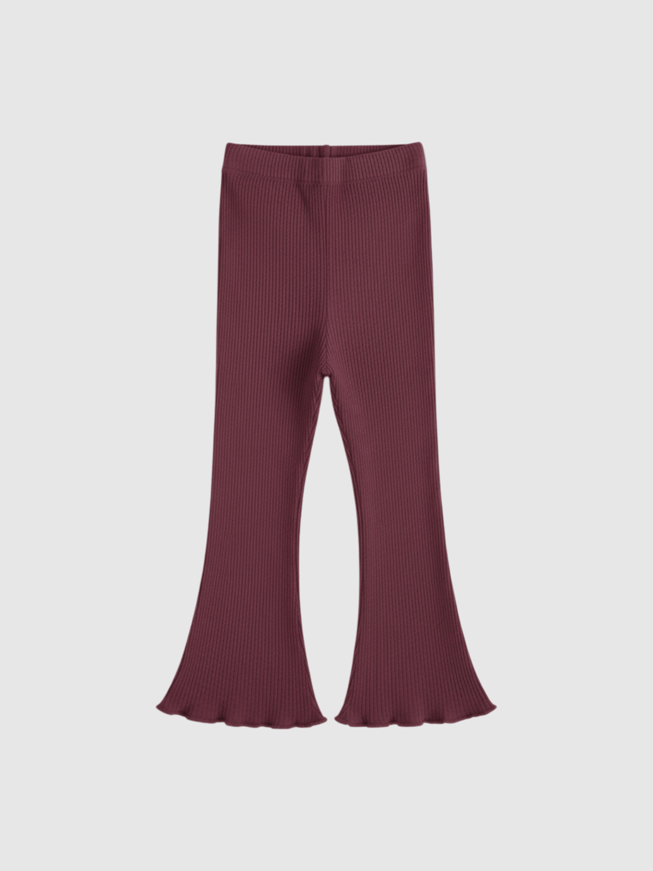 Girl's Soft Rib Knit Flared Pants - Maroon