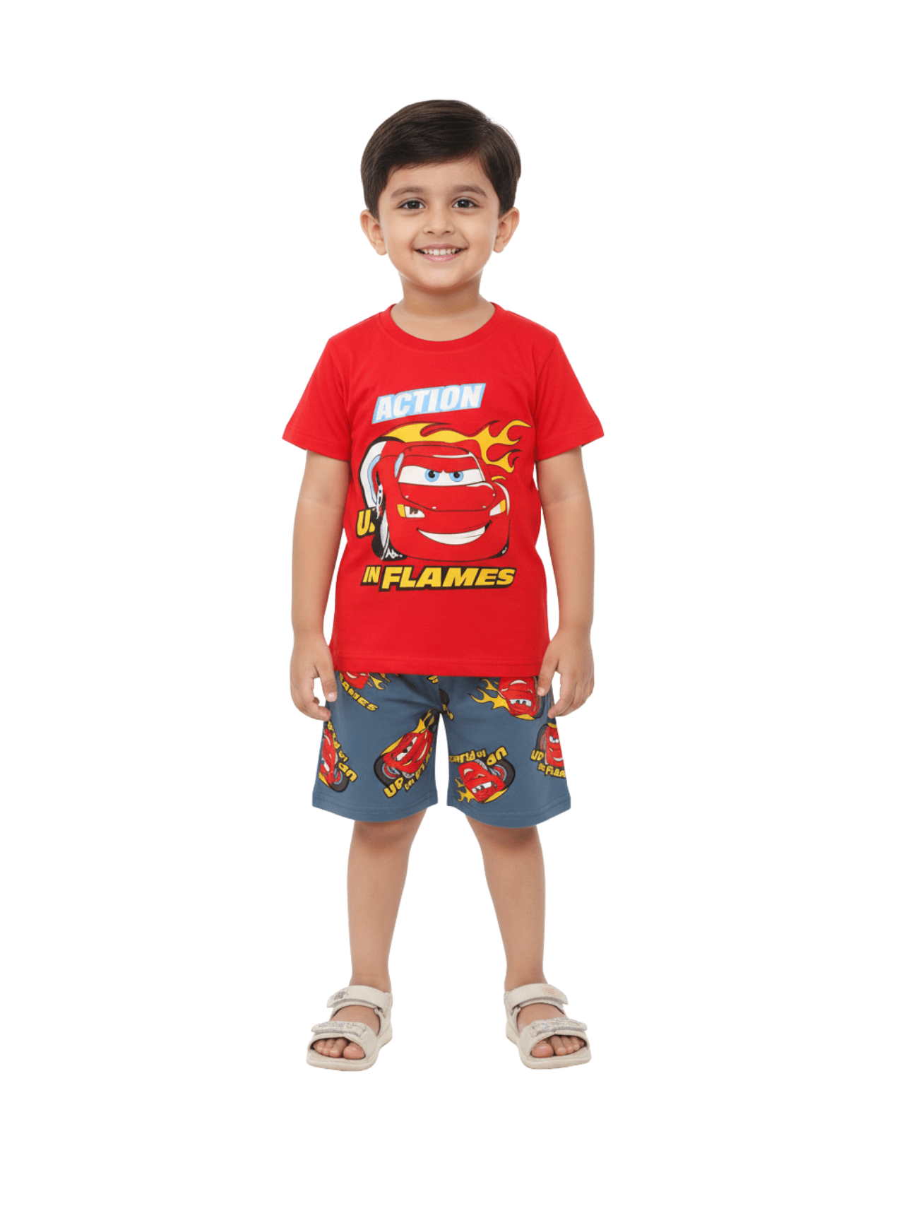 Kids 2pcs Car Printed Red Set