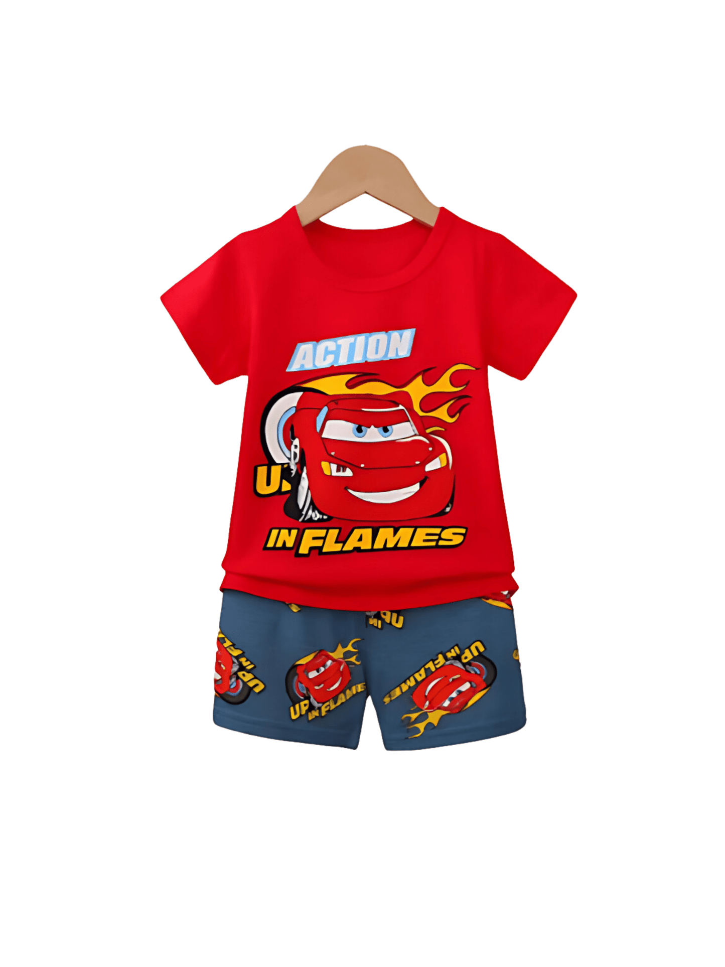 Kids 2pcs Car Printed Red Set