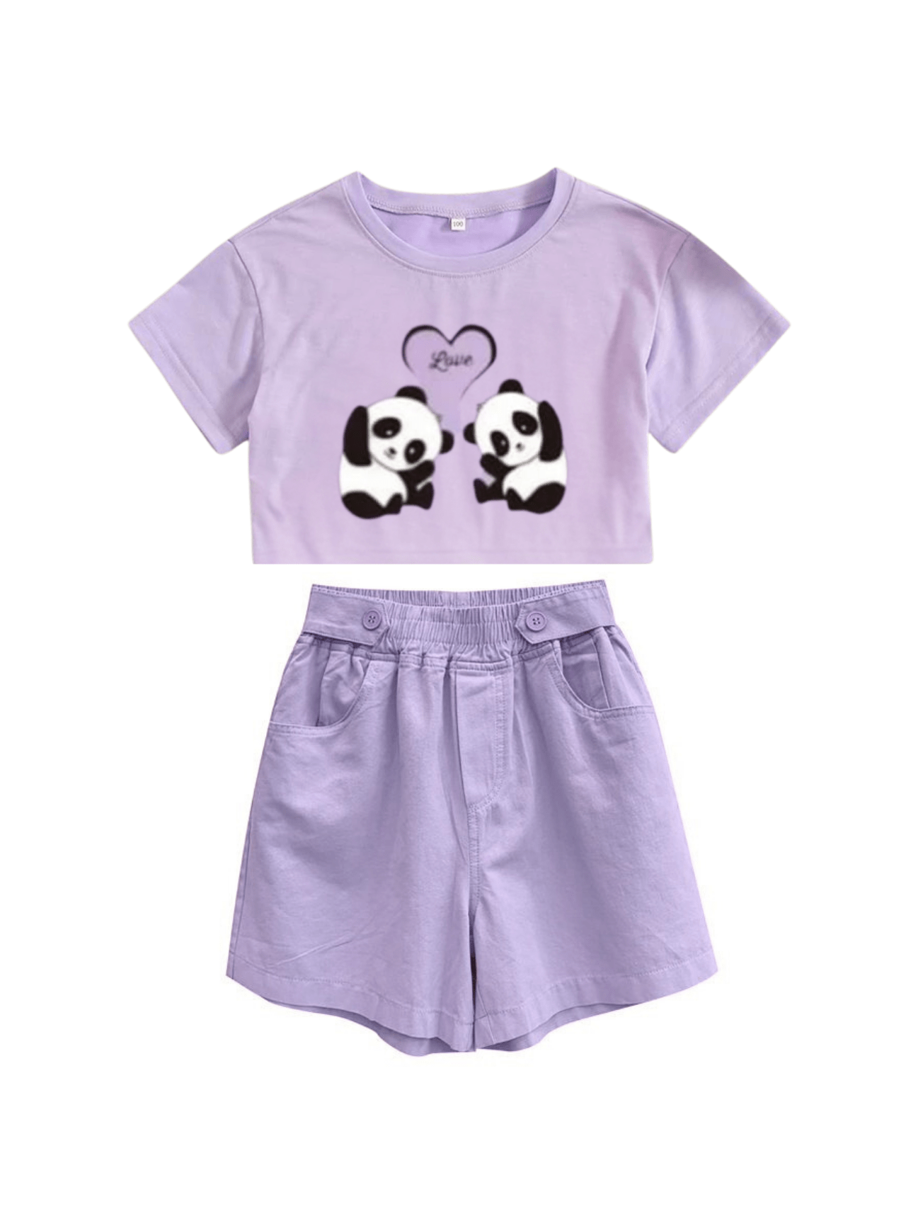 Kids 2pcs Panda Love Stylish T-shirt Set