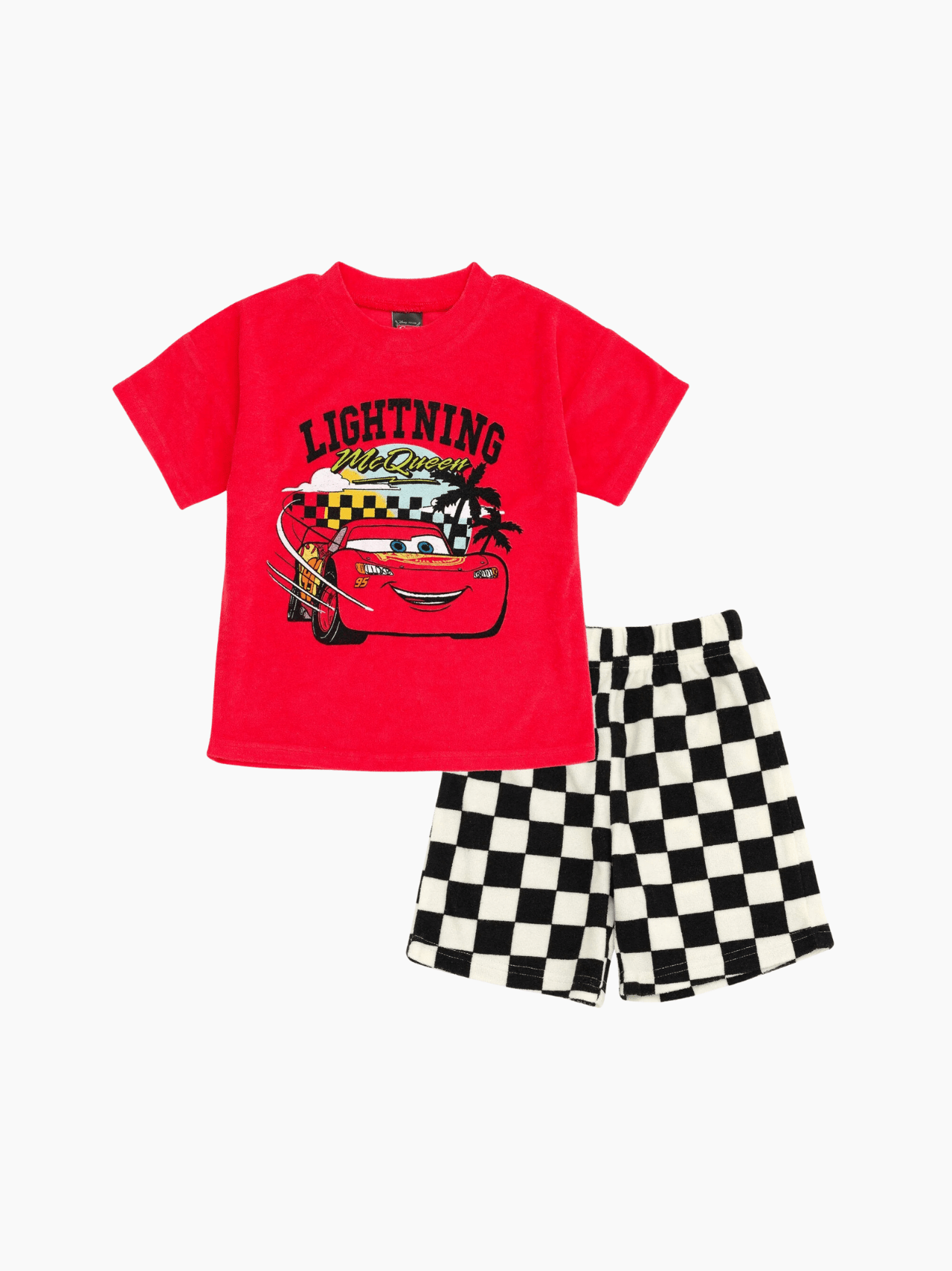 Kids 2pcs Red Car Printed T-shirt & Shorts Set