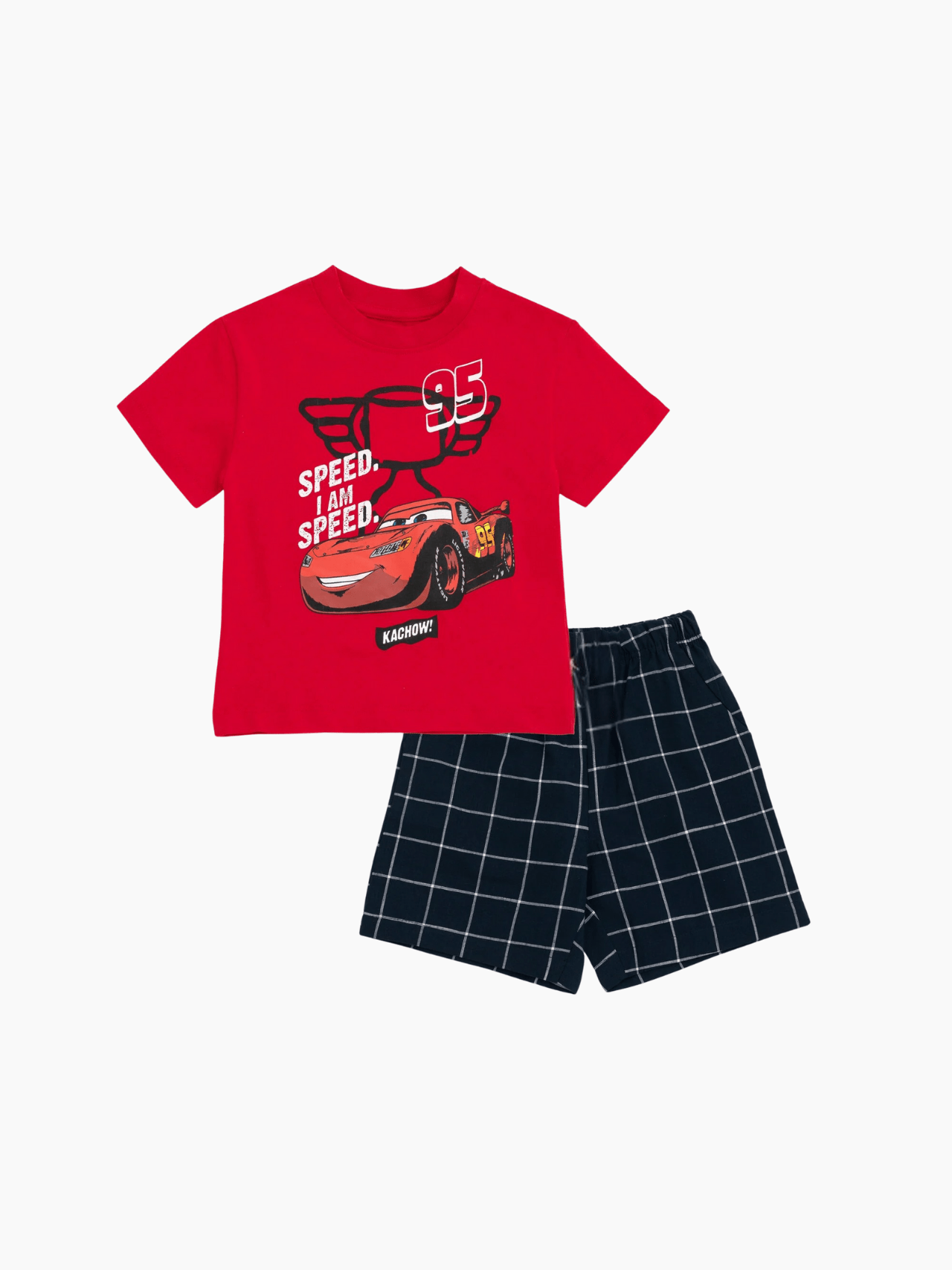 Kids 2pcs Red Car T-shirt & Shorts Set