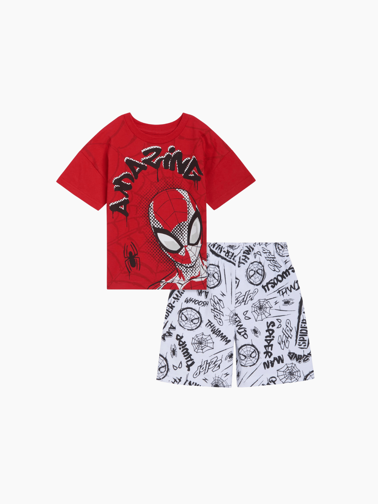 Kids 2pcs Red Spiderman Printed T-shirt & Shorts Set