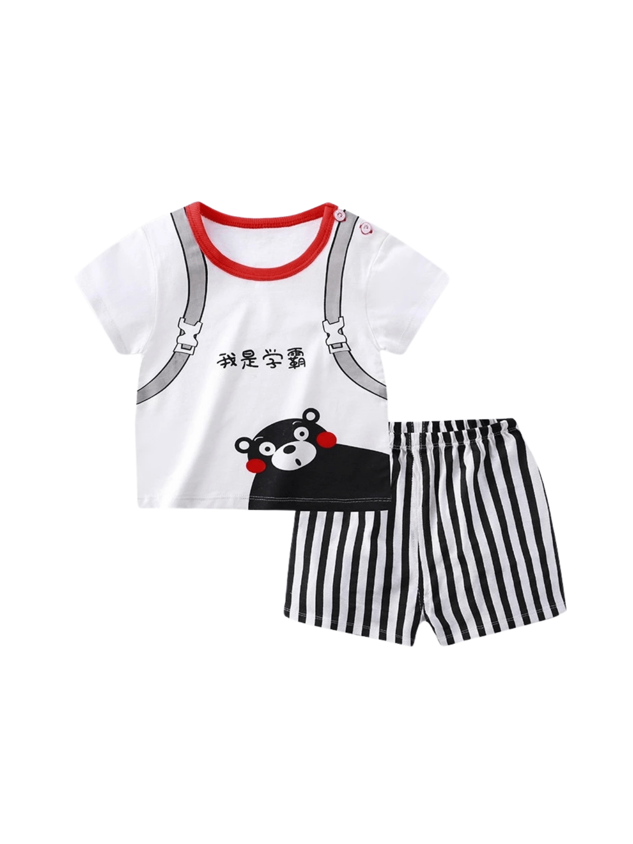 Kids 2pcs Teddy Printed Green Set