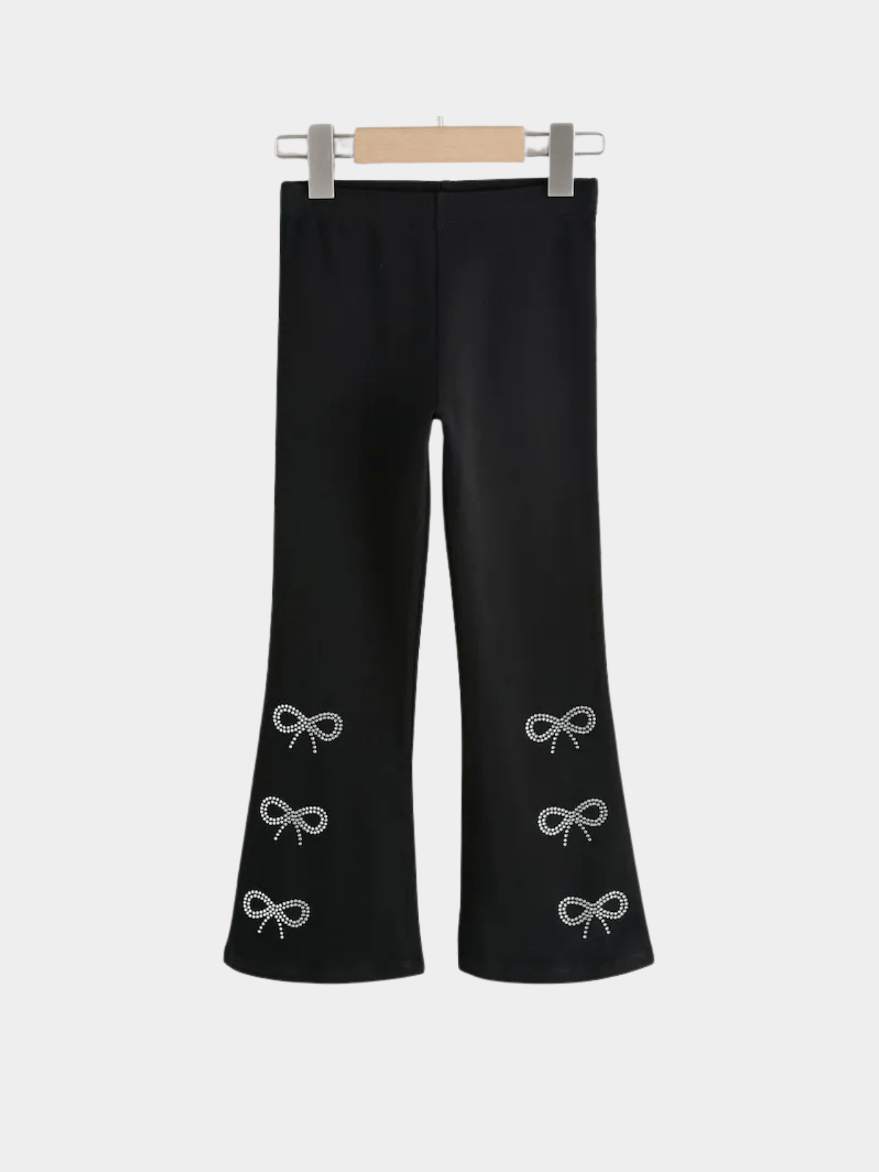 Kids Black Stone Bow Flared Long Pant (3yrs - 12yrs)