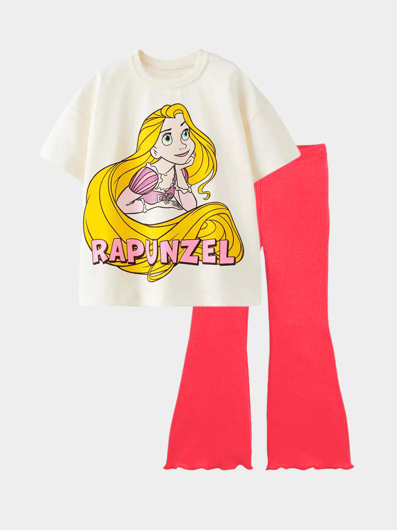 Kids Girls Disney Rapunzel T-Shirt & Flared Long Pants Set