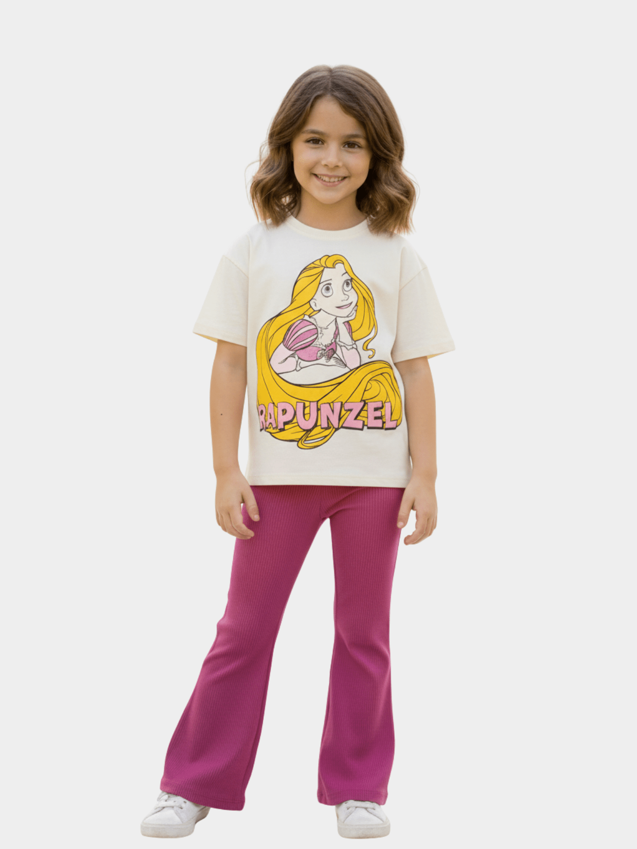 Kids Girls Disney Rapunzel T-Shirt & Flared Long Pants Set