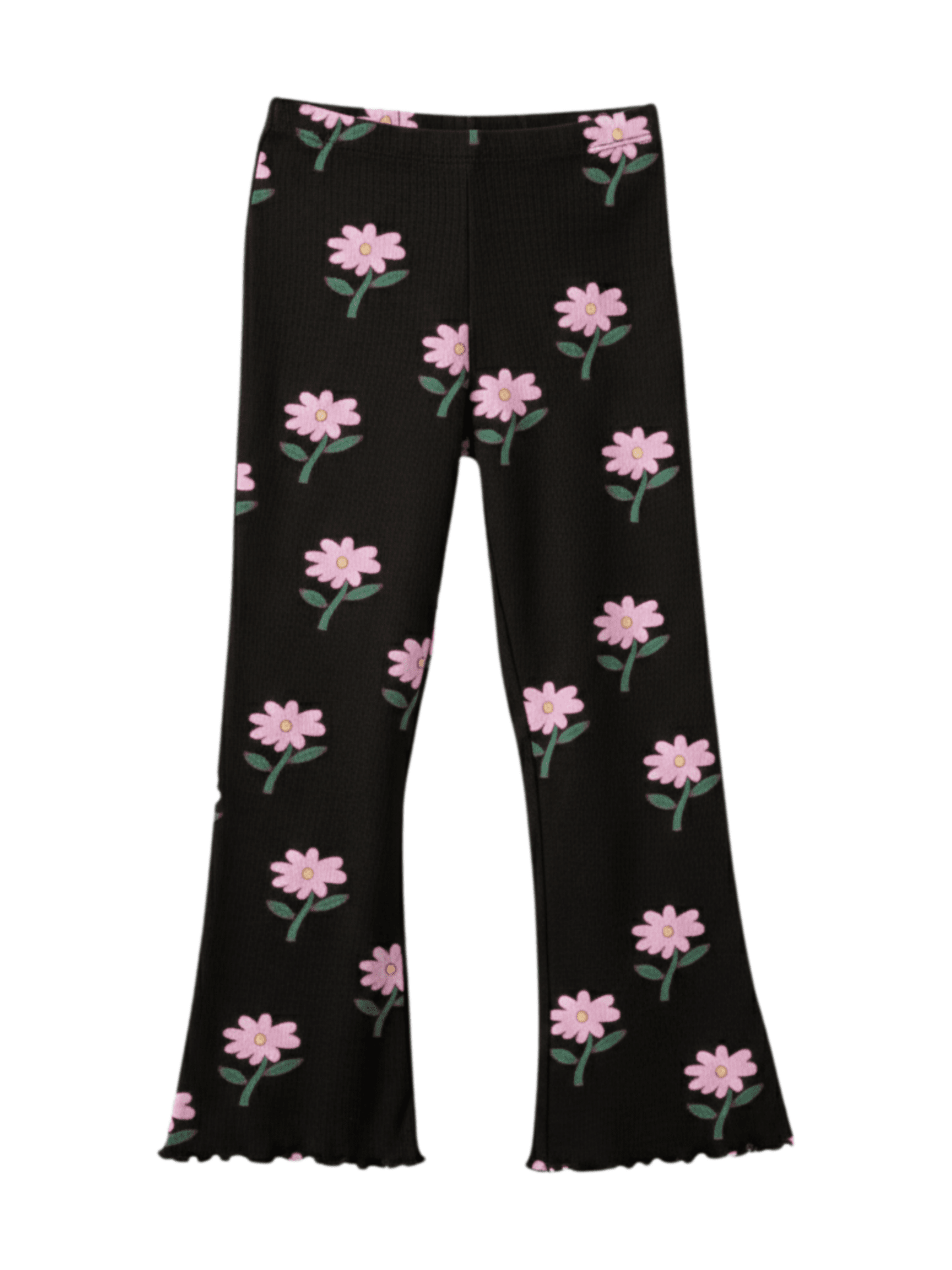 Kids Girls Flower Ribbed Pant
