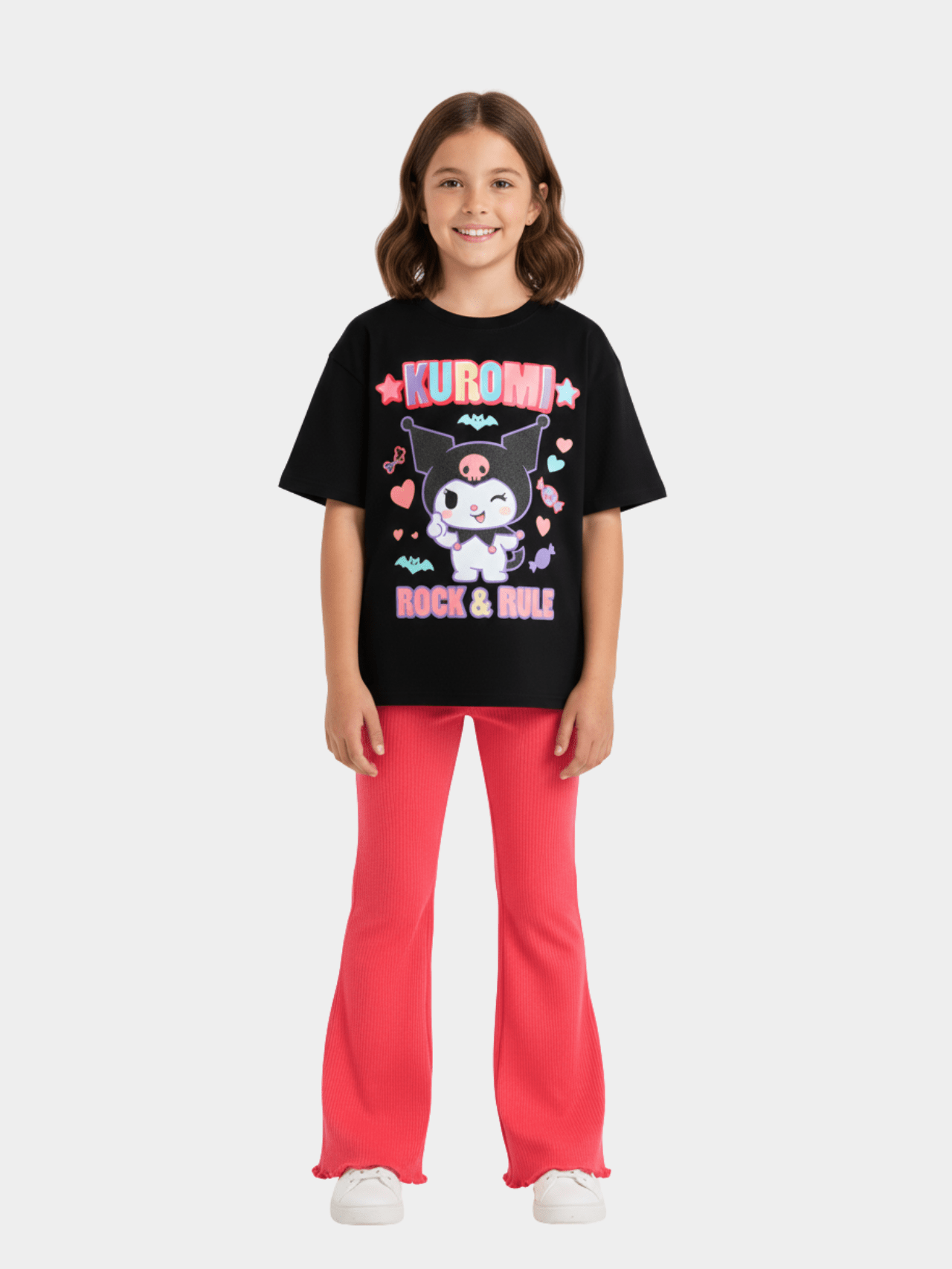 Kids Girls Kuromi T-Shirt & Flared Long Pants Set