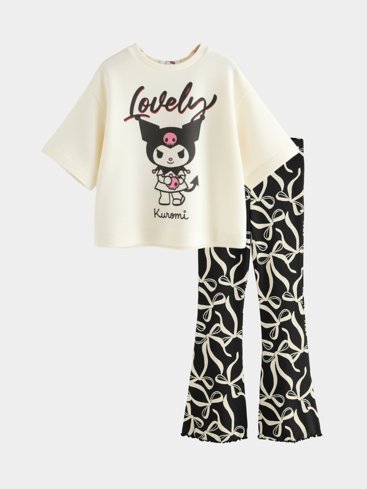 Kids Girls Kuromi T-Shirt & Flared Long Pants Set