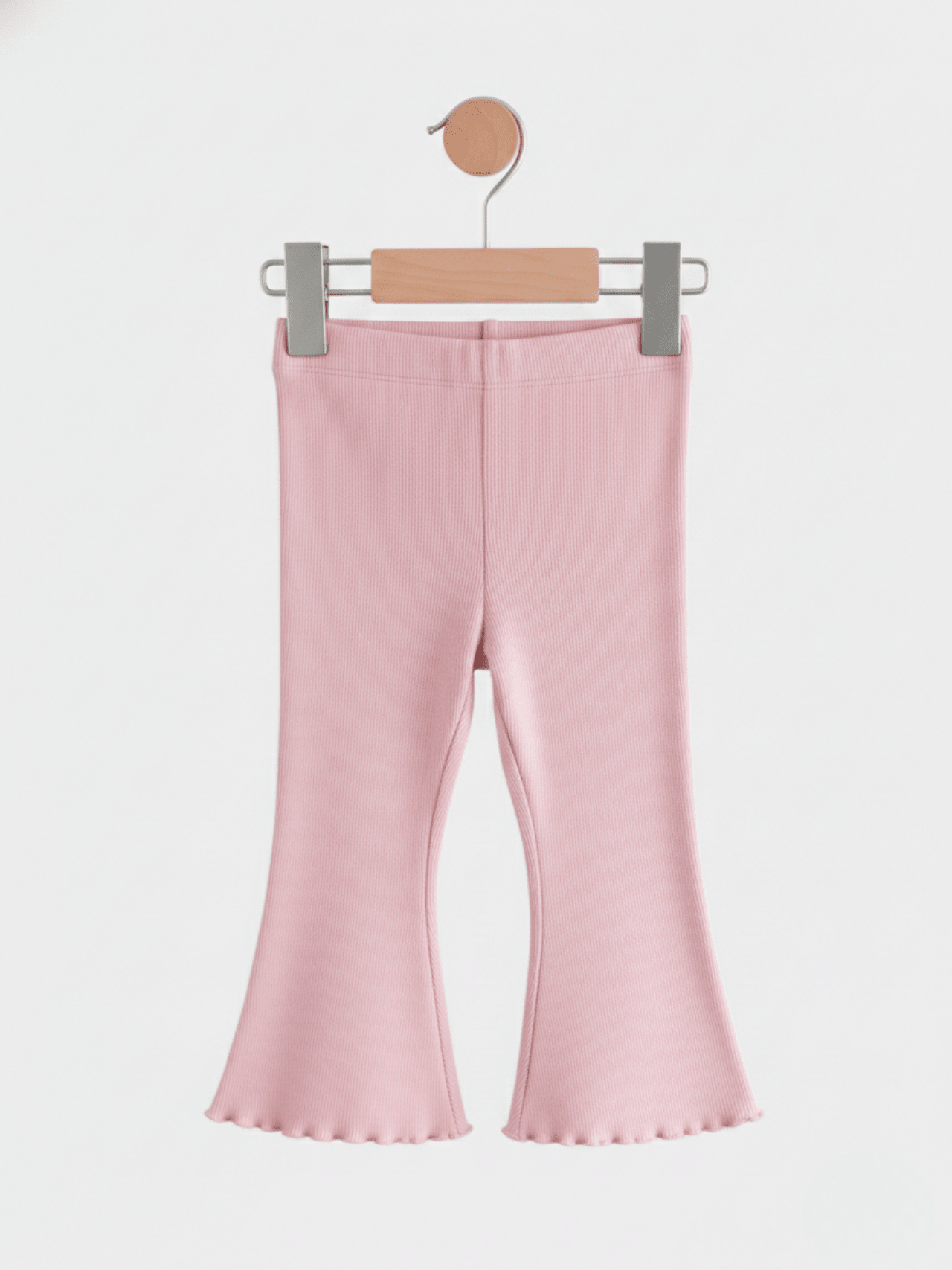 Kids Girls Rosy Pink Ribbed Flared Pants