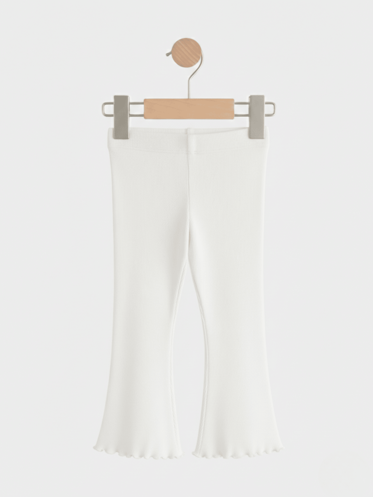 Kids Girls White Ribbed Flared Pants