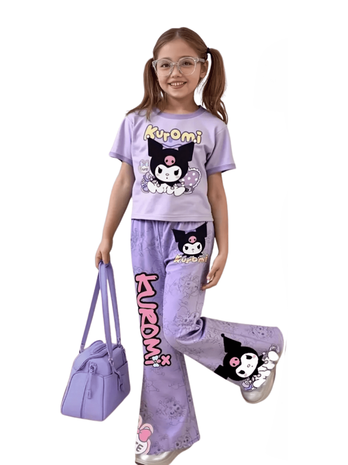 Kids Kuromi Printed Purple T-shirt Set (4yrs - 12yrs)