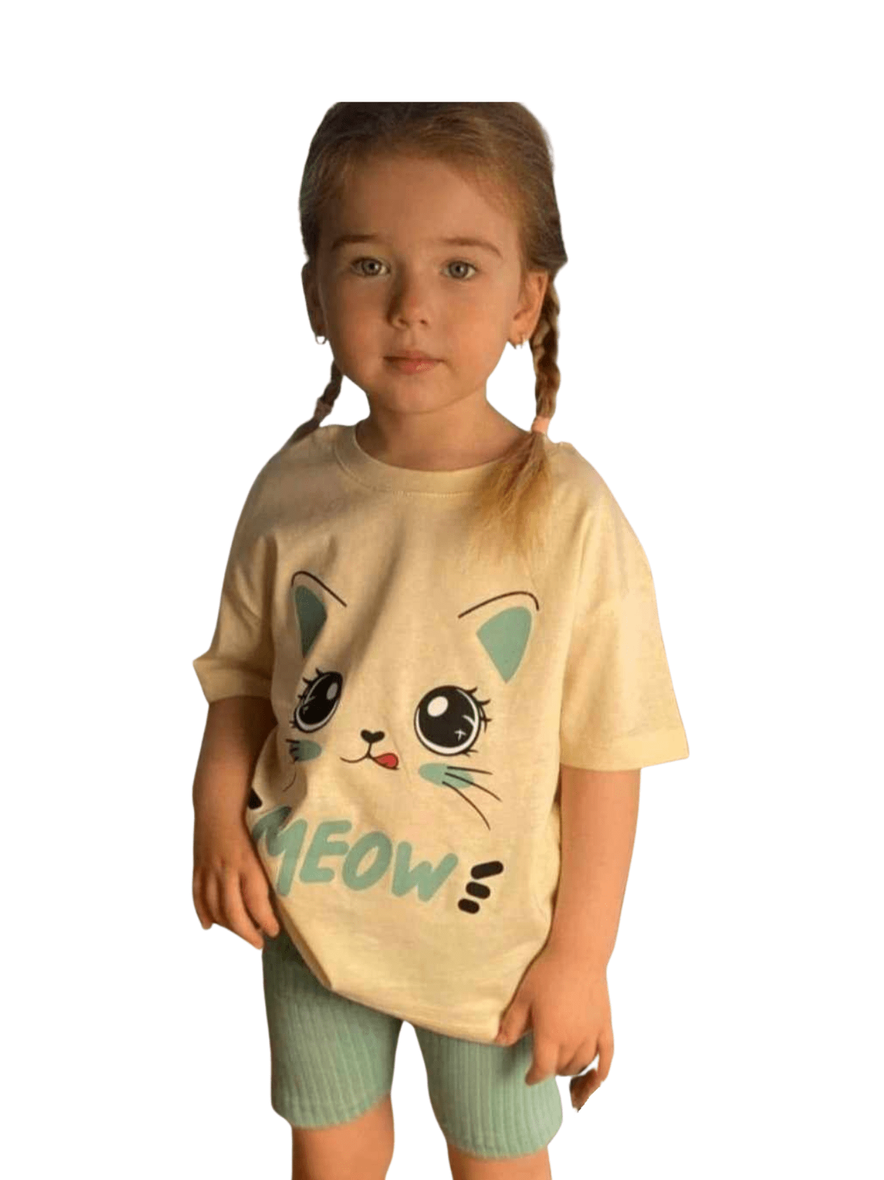 Kids Meow Printed T-shirt Set
