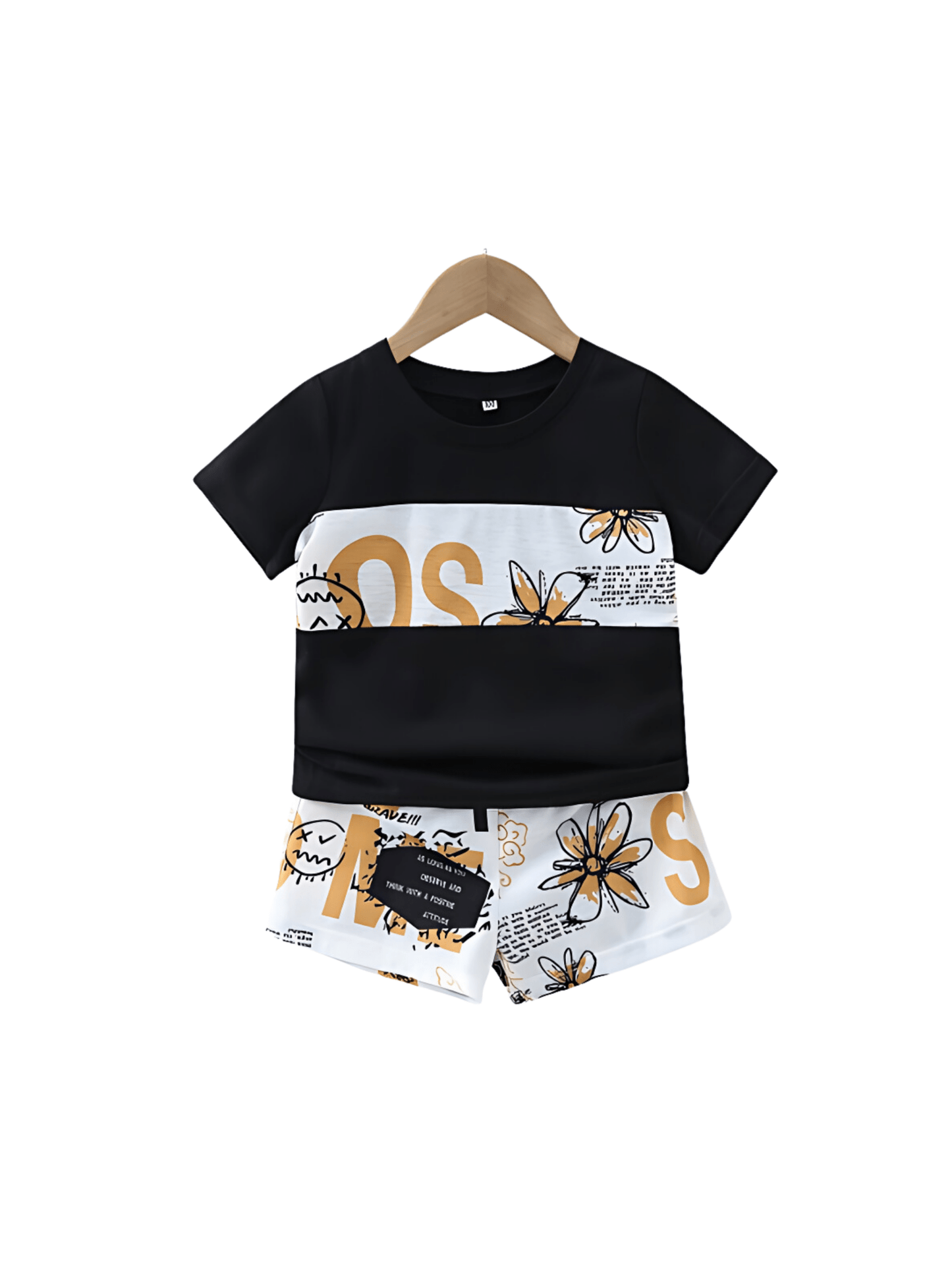 Kids Printed Black Color T-shirt Set (6mths - 12yrs)