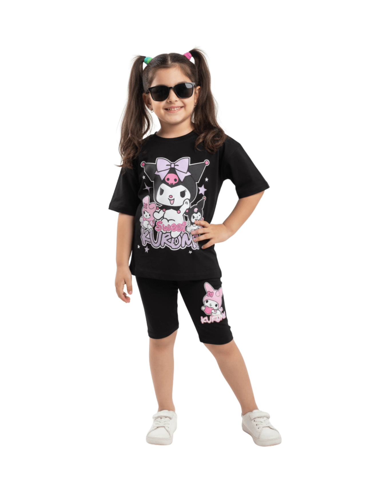 Kids Stylish Kuromi Printed T-shirt Set With Quater Pant (2yrs - 12yrs)
