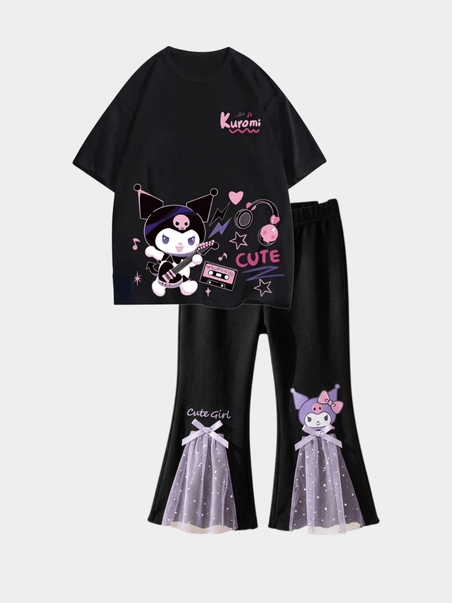 Kuromi Long Pyjamas - Black (4 - 12yrs)