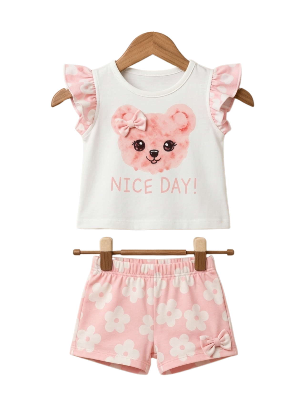 Nice Day Bear Print Outfit Set