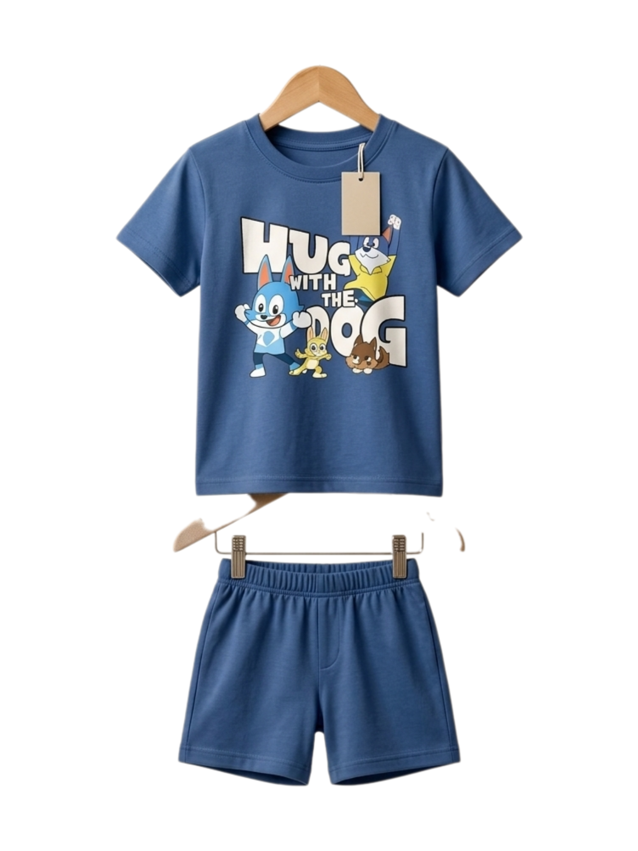 Cartoon Dog Friends Print Outfit Set