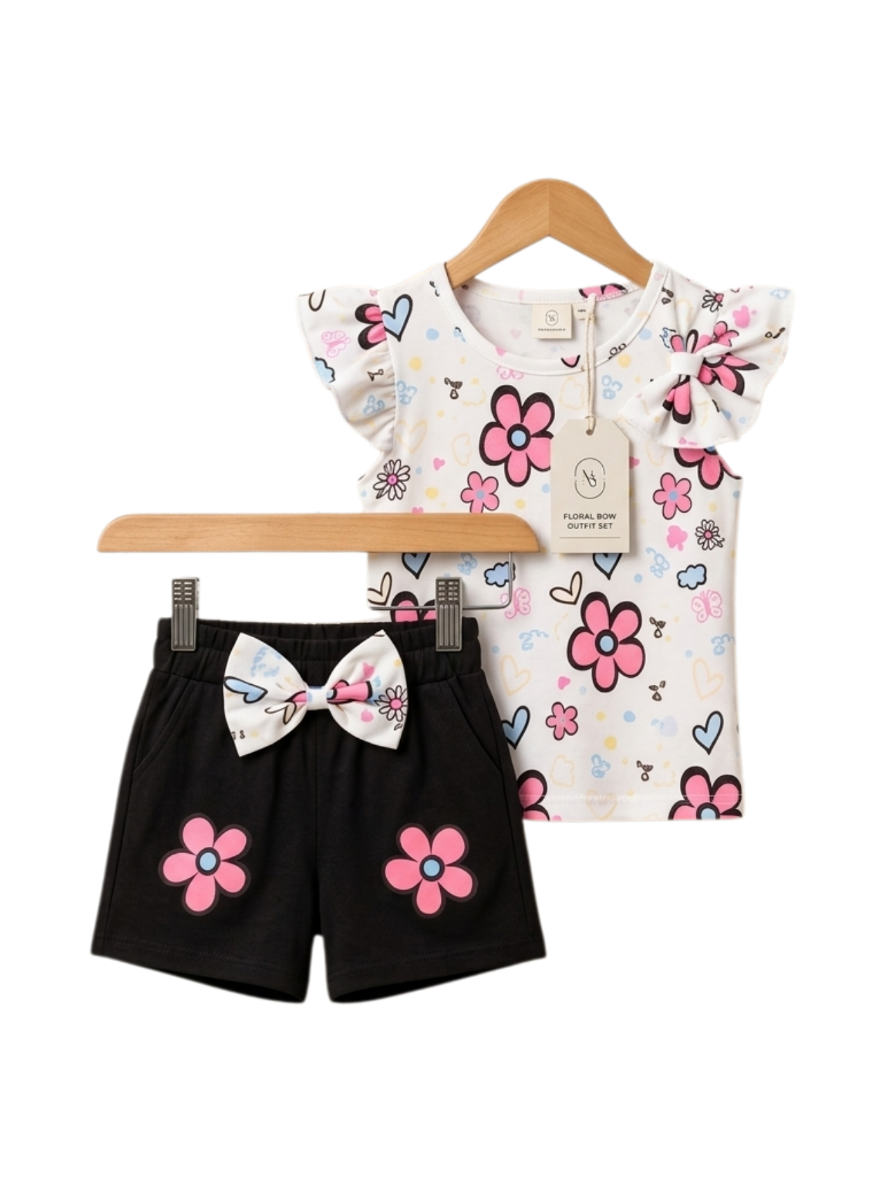 Floral Bow Print Outfit Set