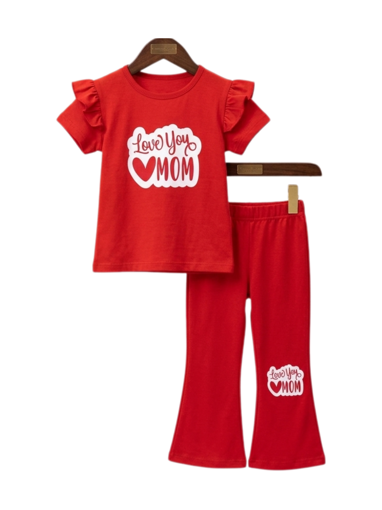 Love You Mom Heart Outfit Set