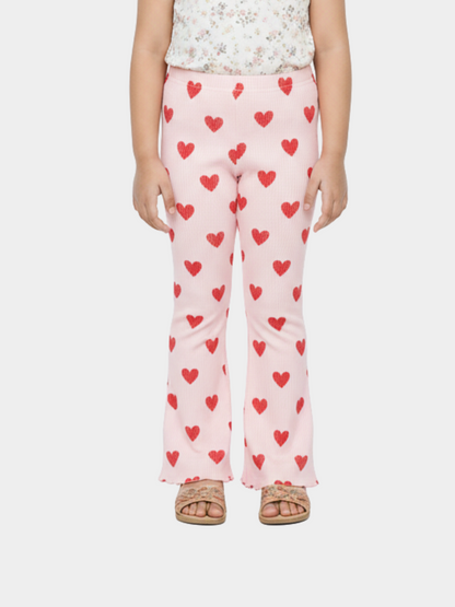 Kids Light Pink Love Printed Long Pant (3yrs-12yrs)