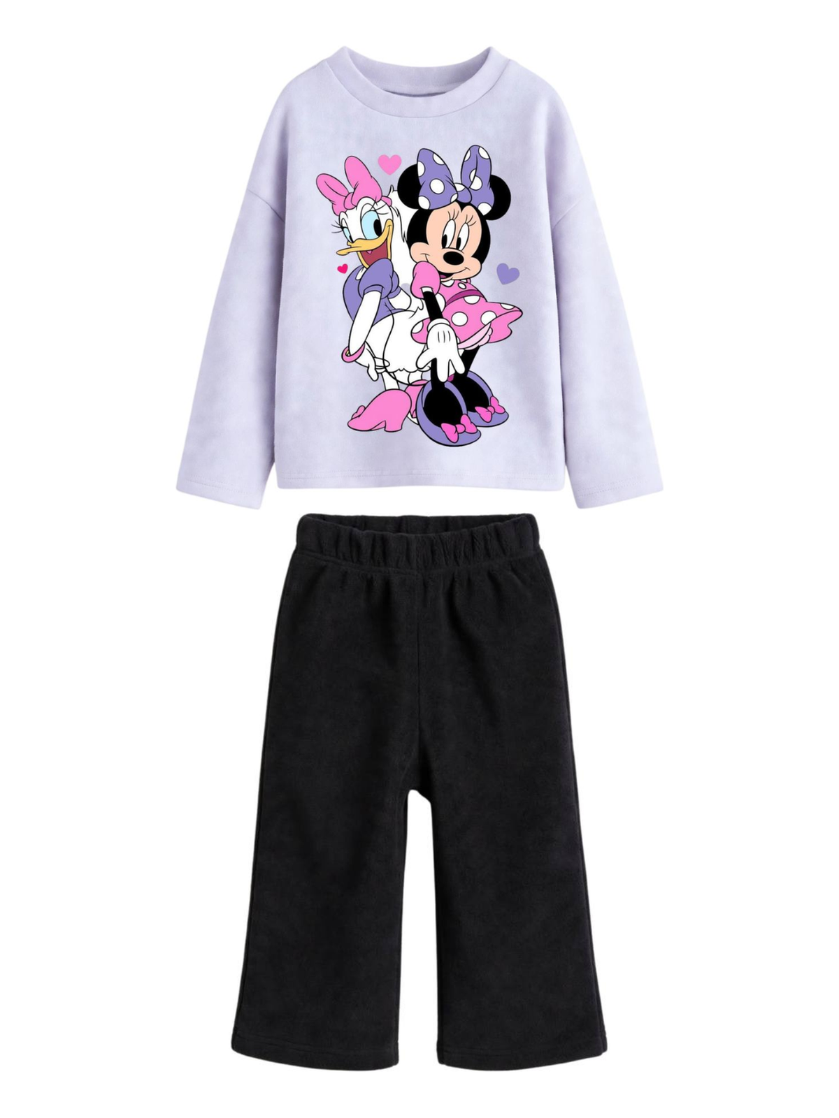 Minnie & Daisy Sweatshirt & Wide-Leg Pants Set - Lavender & Black (0mths-2yrs)