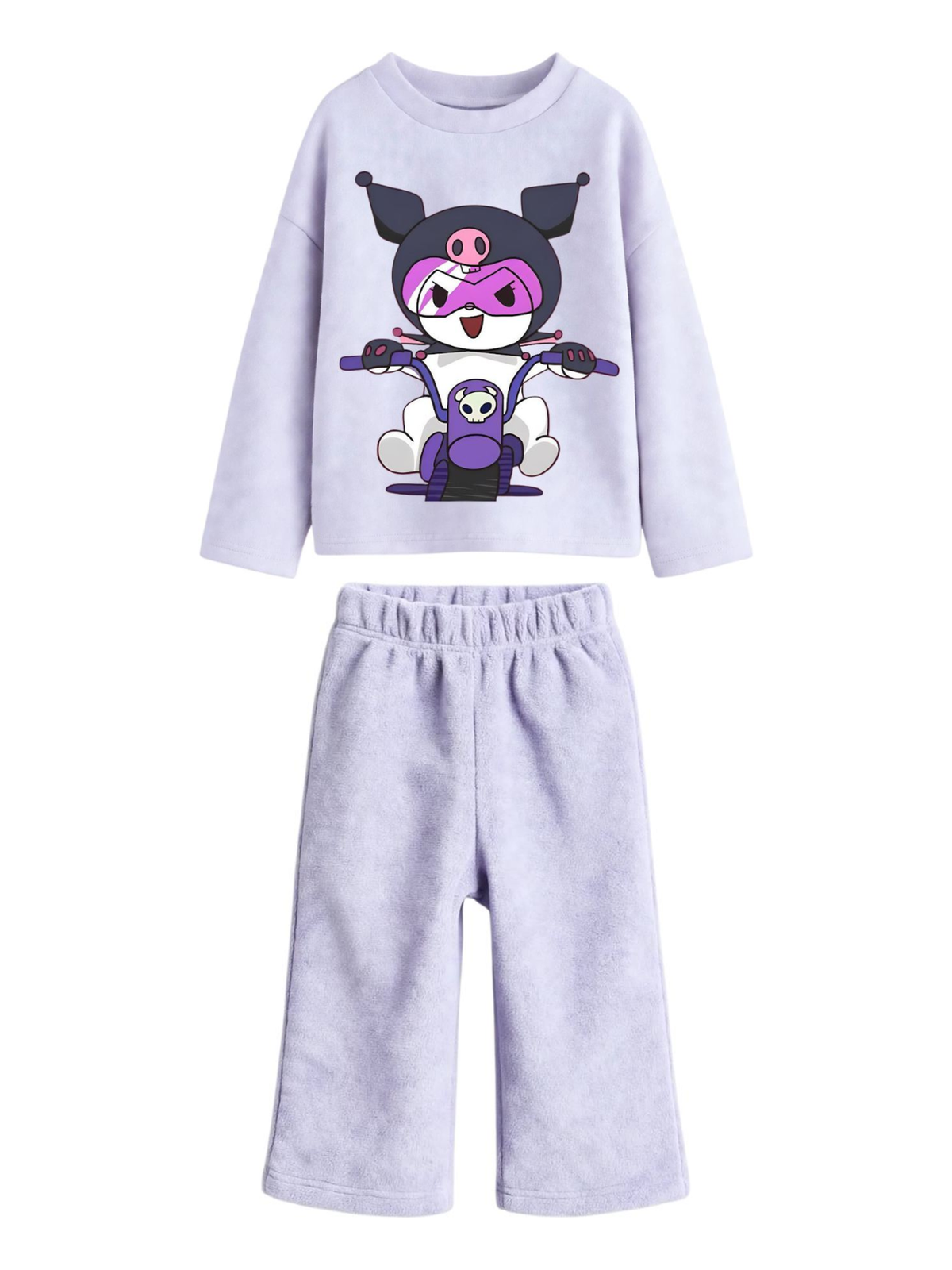 Kuromi Biker Sweatshirt & Wide-Leg Pants Set - Lavender (0mths-2yrs)