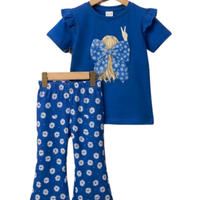 Blue Floral Bow Set